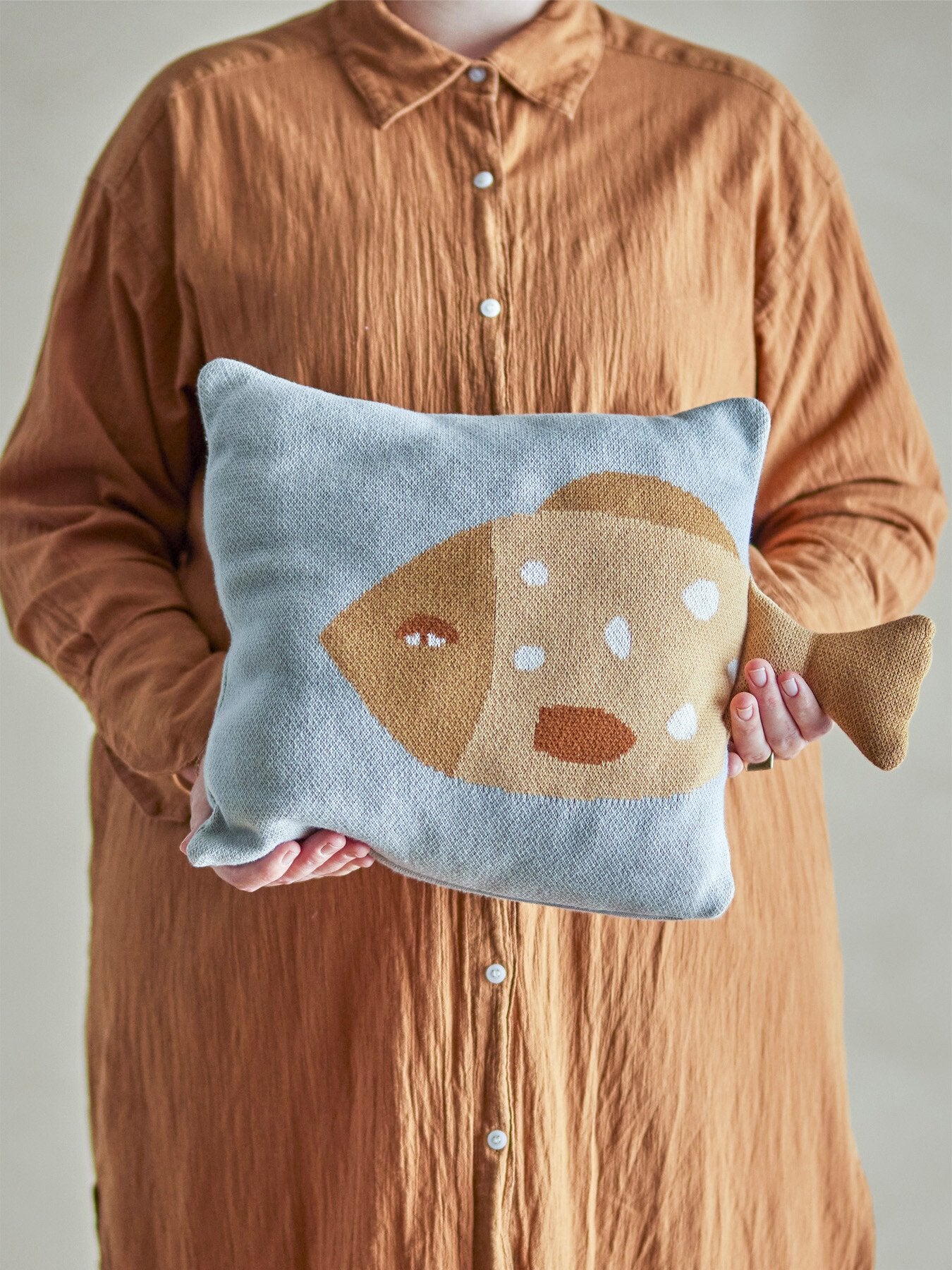 Larle Cushion Blue Cotton OEKO-TEX®