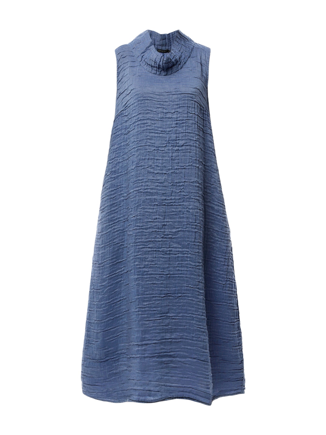Silk Crinkle Sleveless Cowl Neck Dress