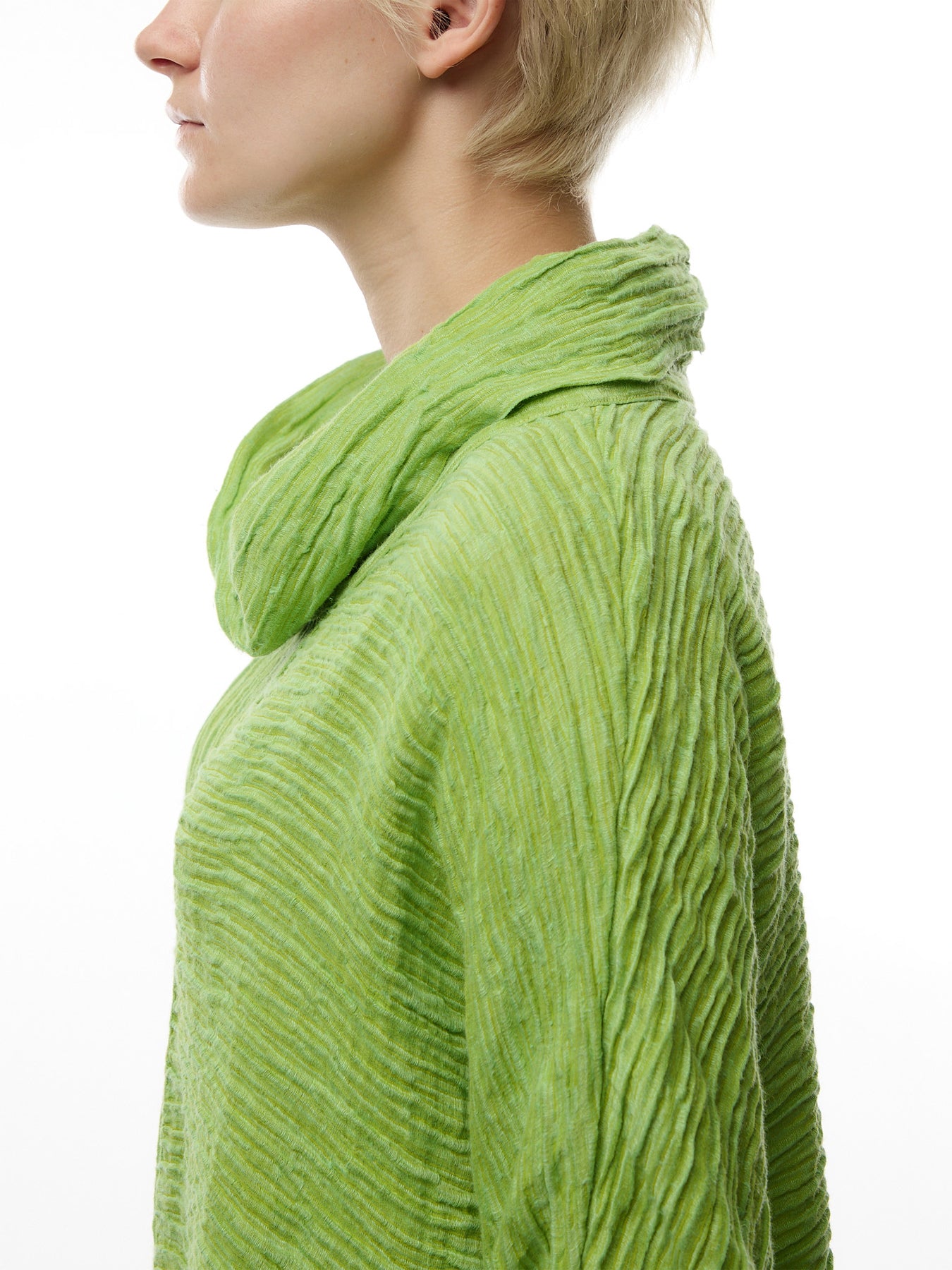 Silk Crinkle Cowl Neck Top