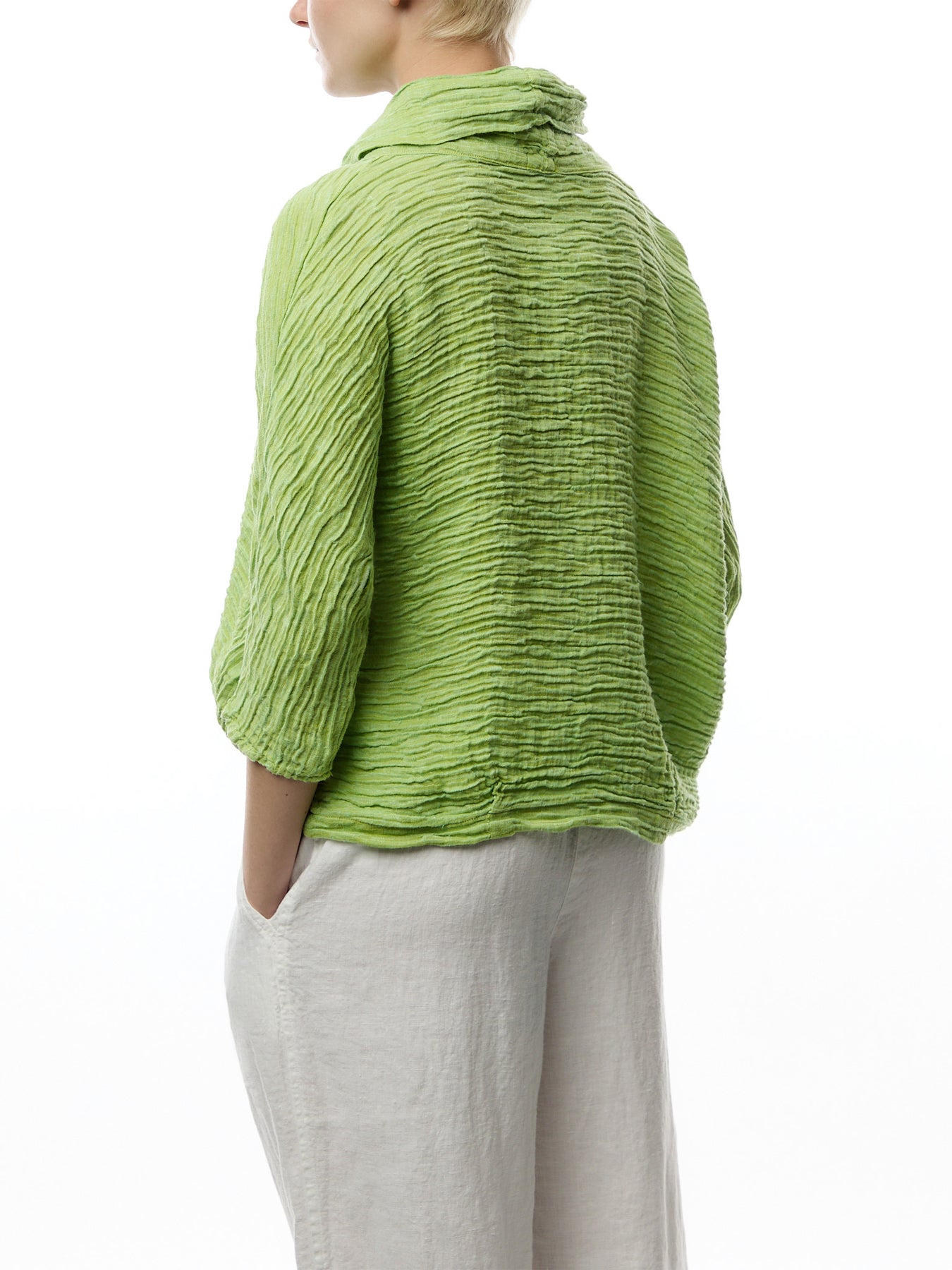 Silk Crinkle Cowl Neck Top