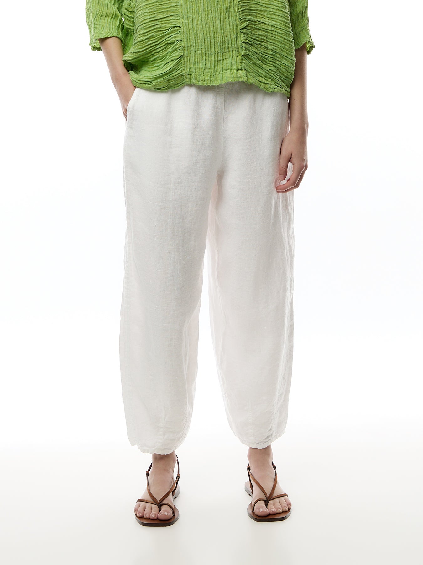 Bubble Cropped Linen Trouser