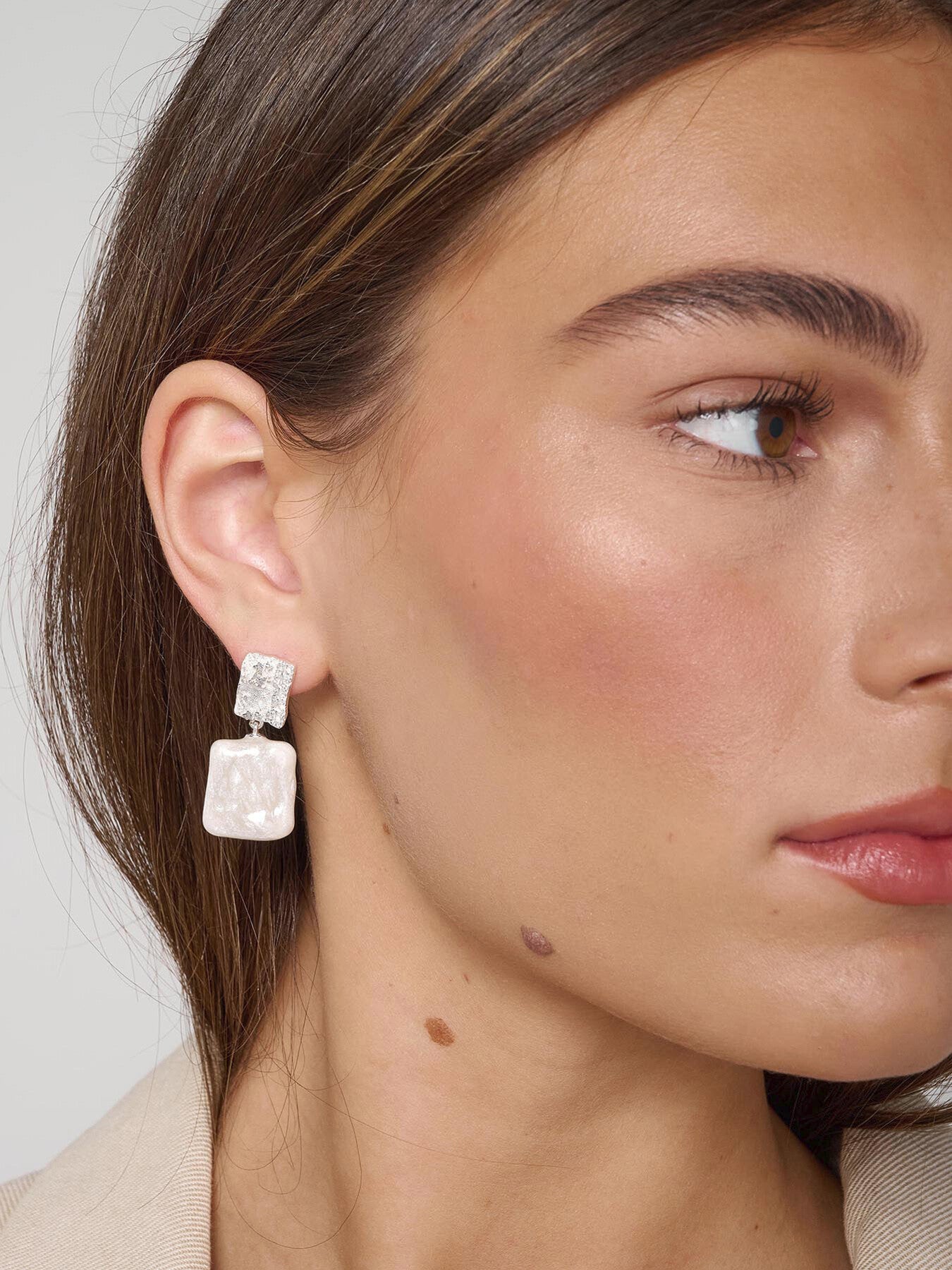 Square Pearl Drop Earrings