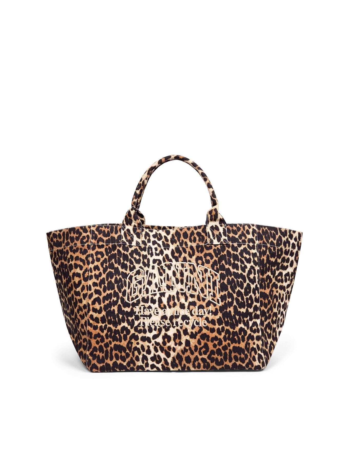 XXL Leopard-Print Canvas Shopper Tote Bag