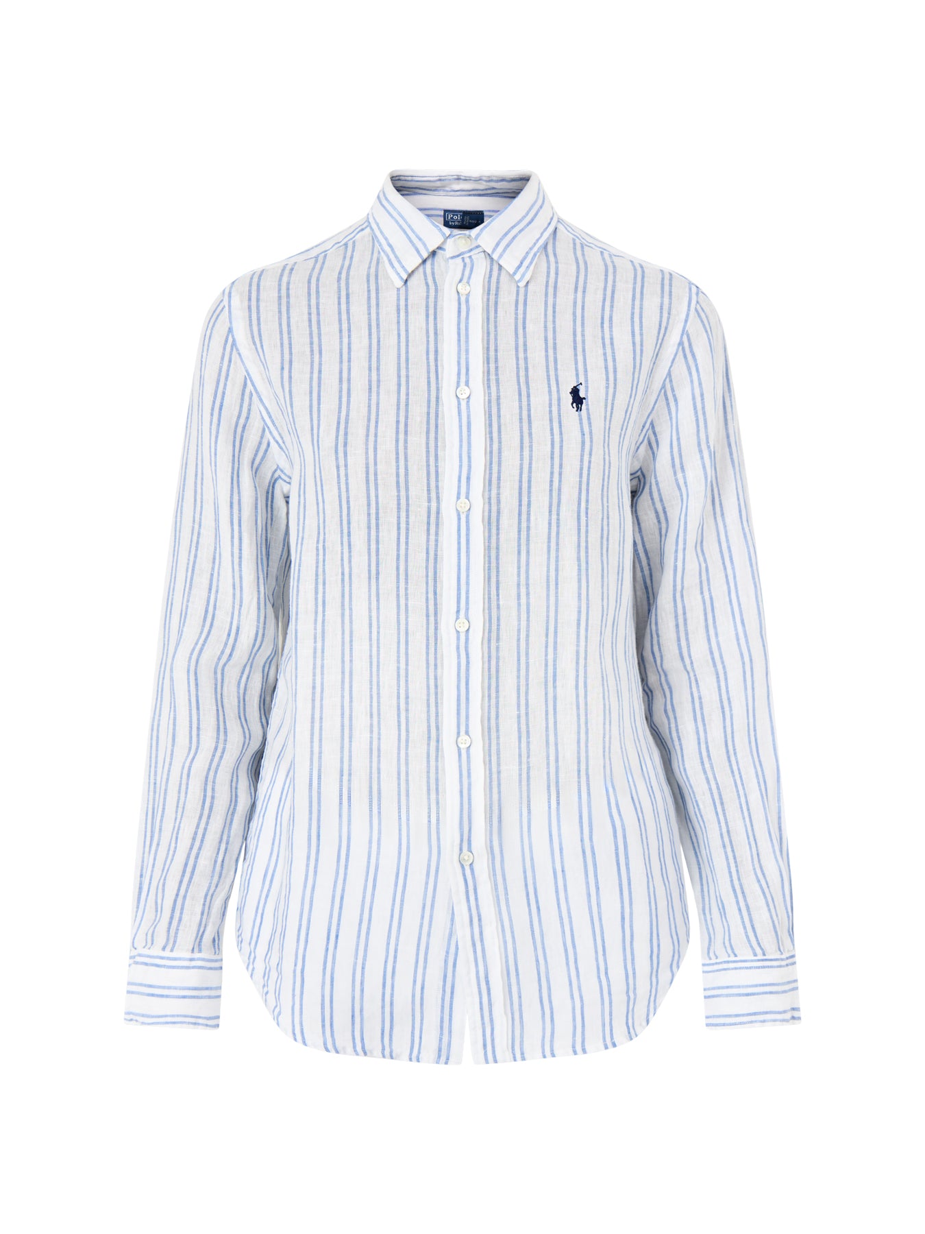 Classic Stripe Long Sleeve Button Front Shirt White Pond Blue