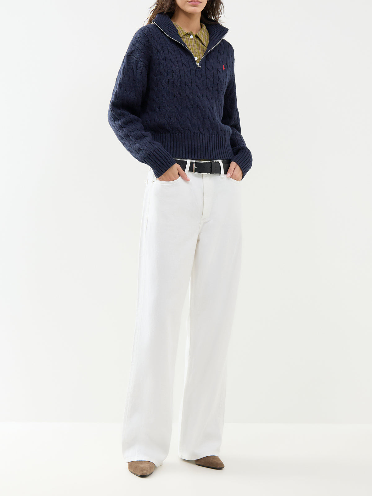 Cable Knit Cotton Half-Zip