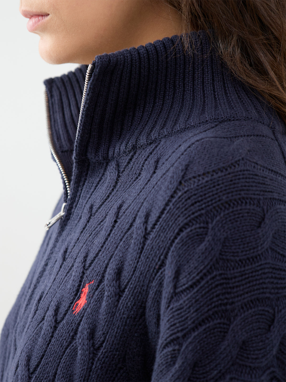 Cable Knit Cotton Half-Zip