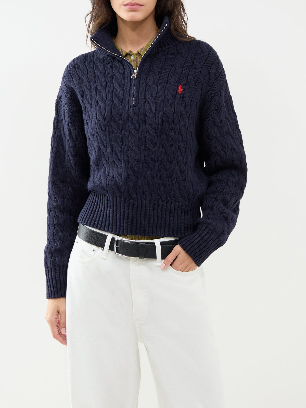 Cable Knit Cotton Half-Zip