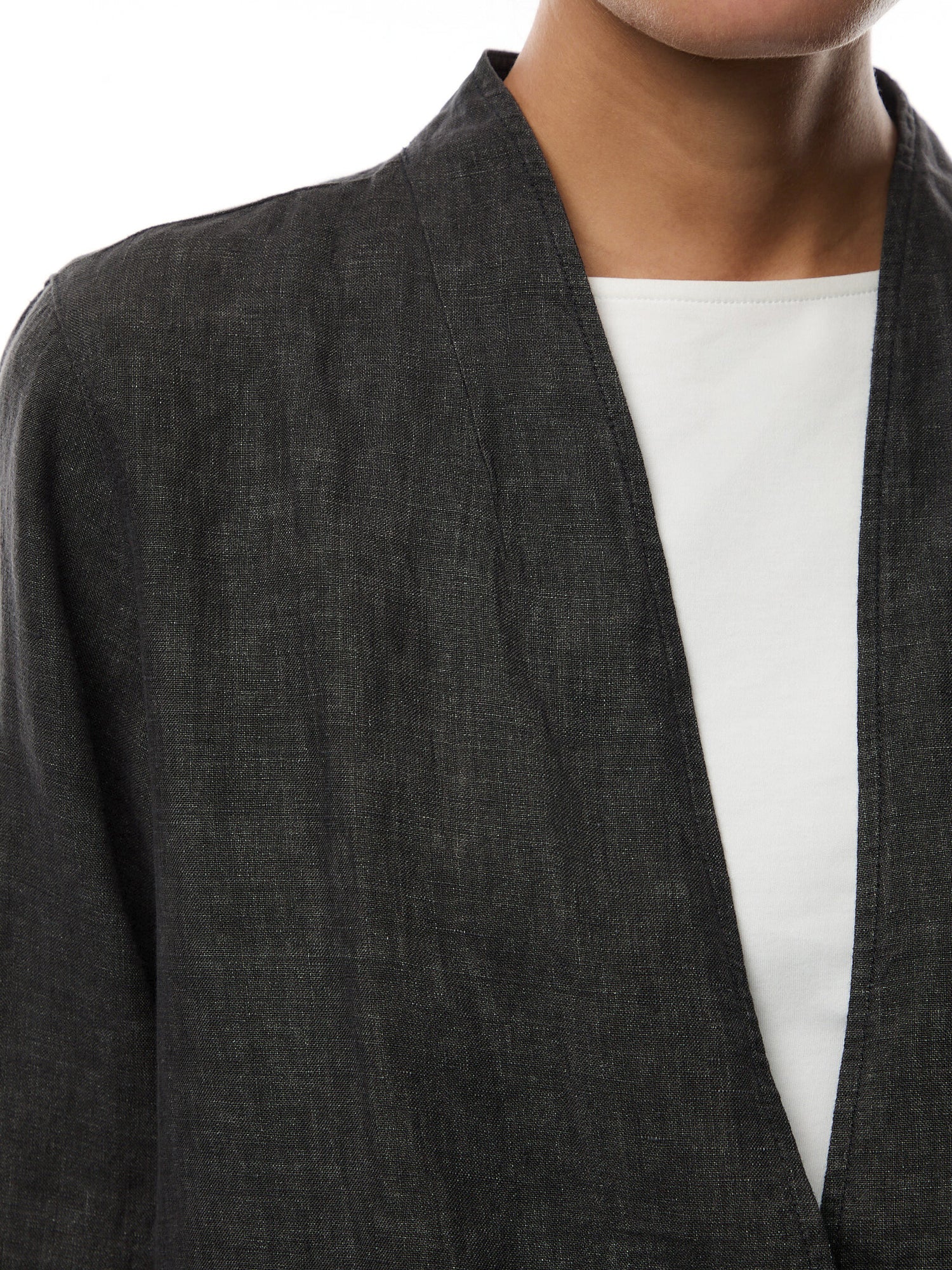 High Waisted Pleated Linen Trousers Grey