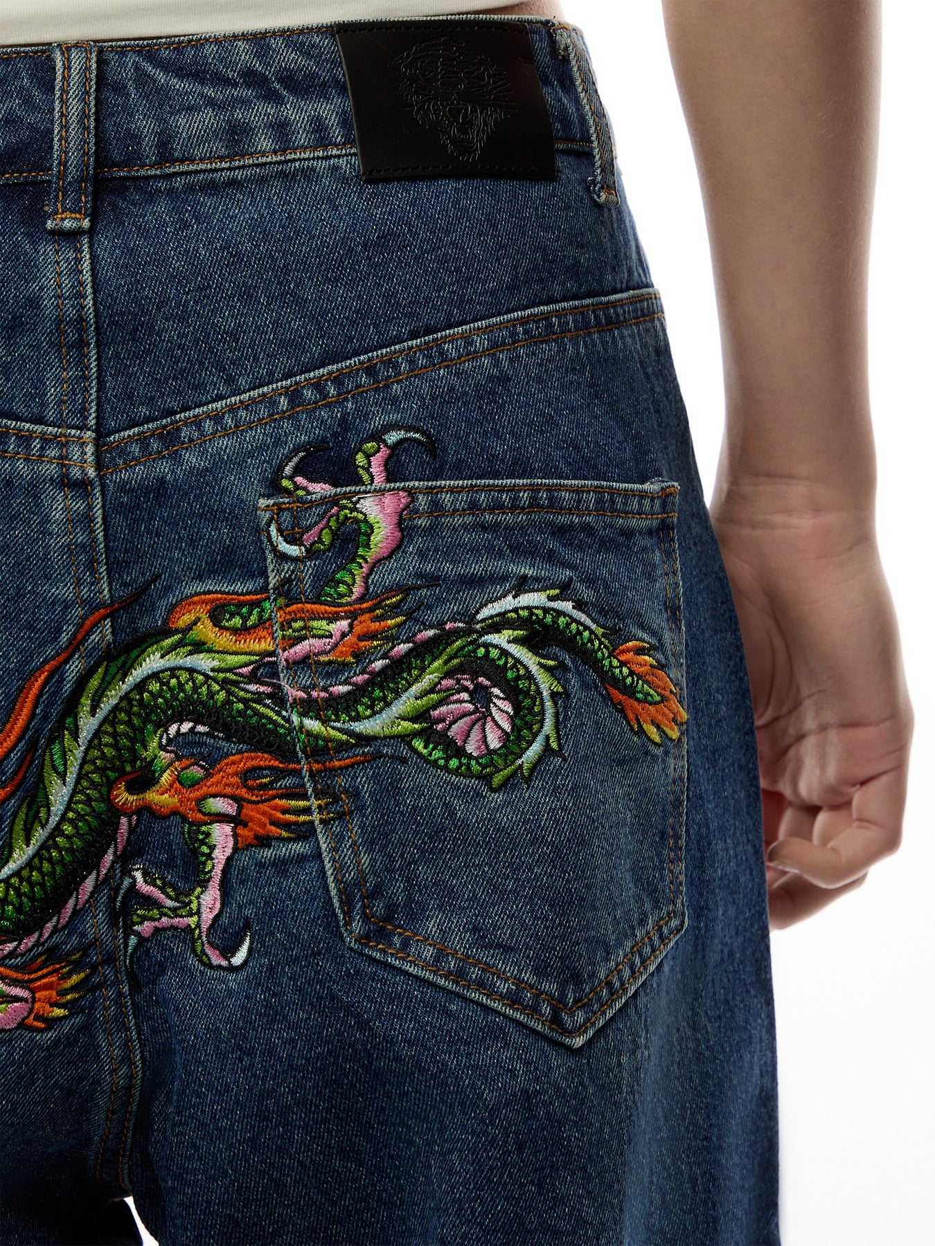 Dragon Crawl Relaxed Denim Shorts