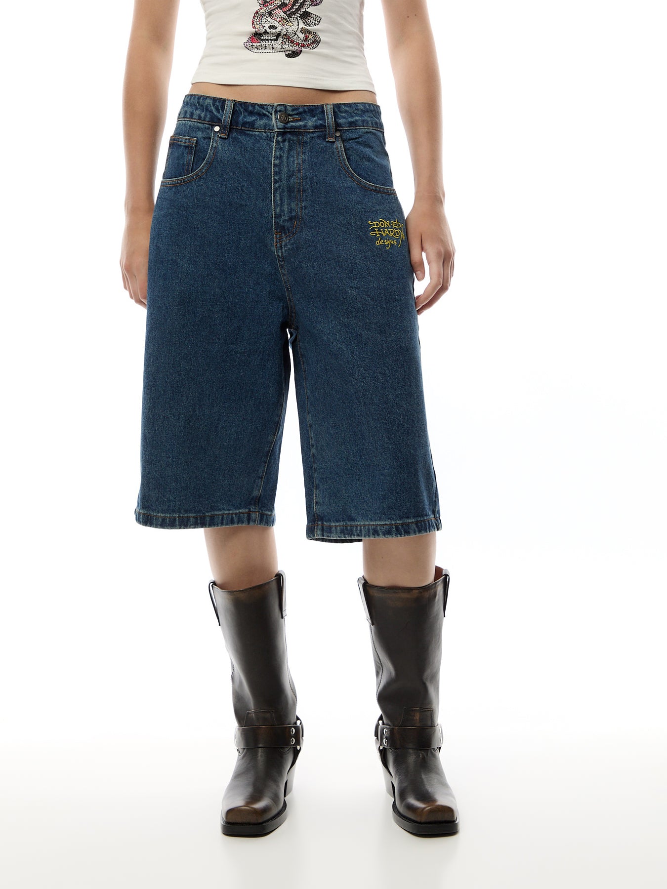 Dragon Crawl Relaxed Denim Shorts