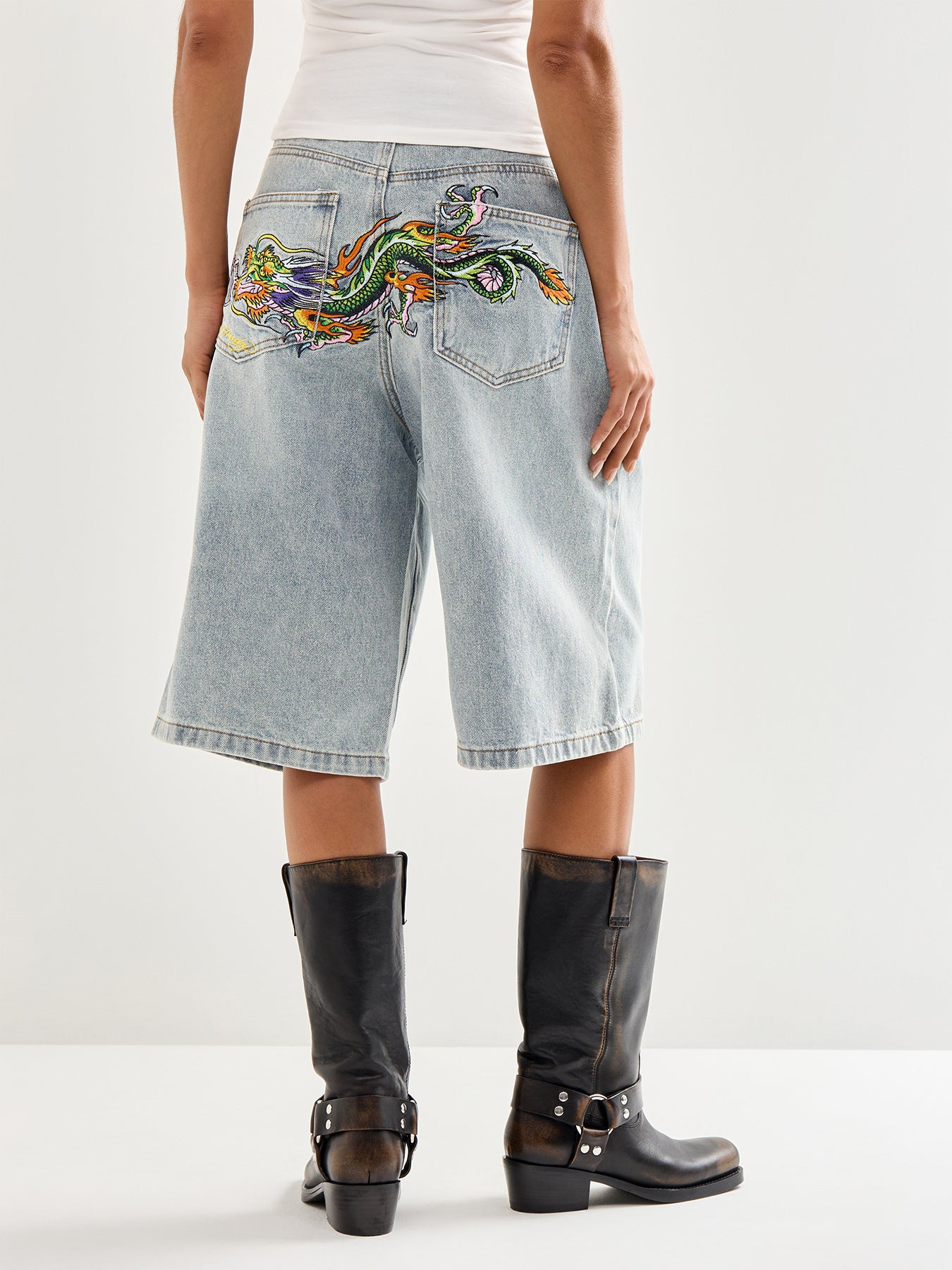 Dragon Crawl Relaxed Denim Shorts