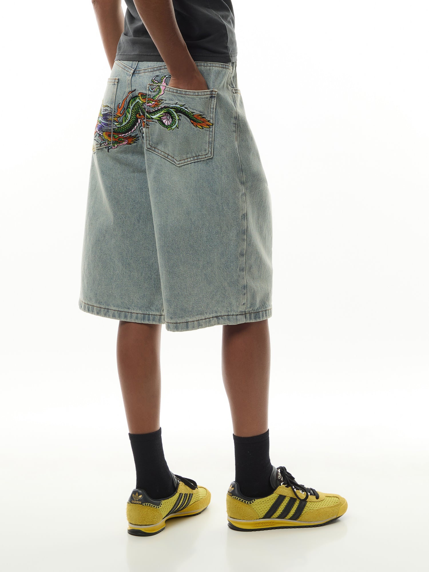 Dragon Crawl Relaxed Denim Shorts