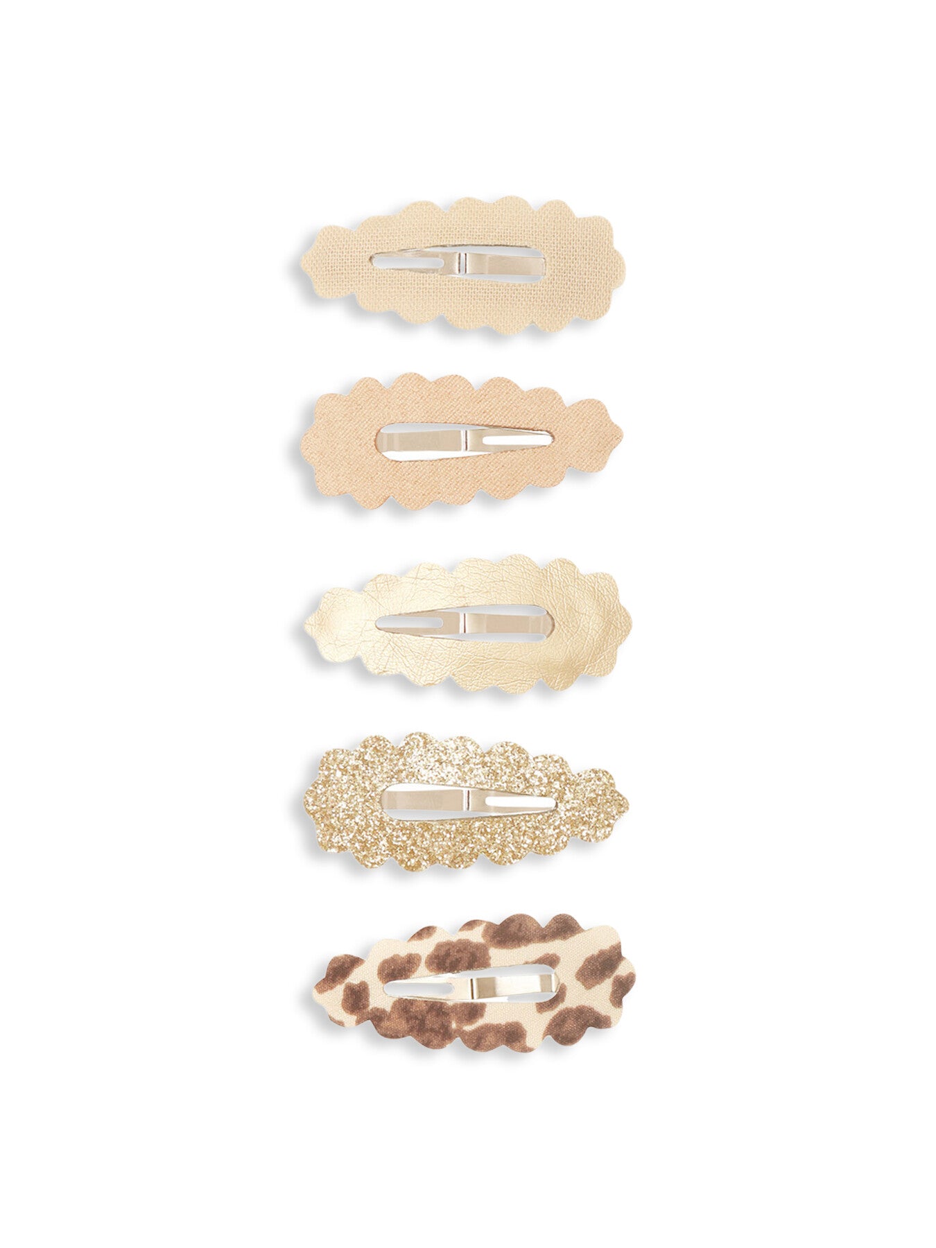 Leopard Scalloped Hair Clips Neutral