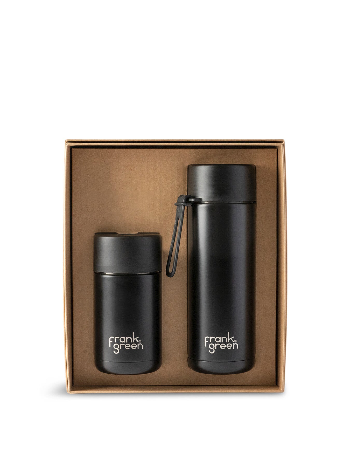 Ceramic Reusable Cup and 295ml Bottle 2 piece Gift Set black