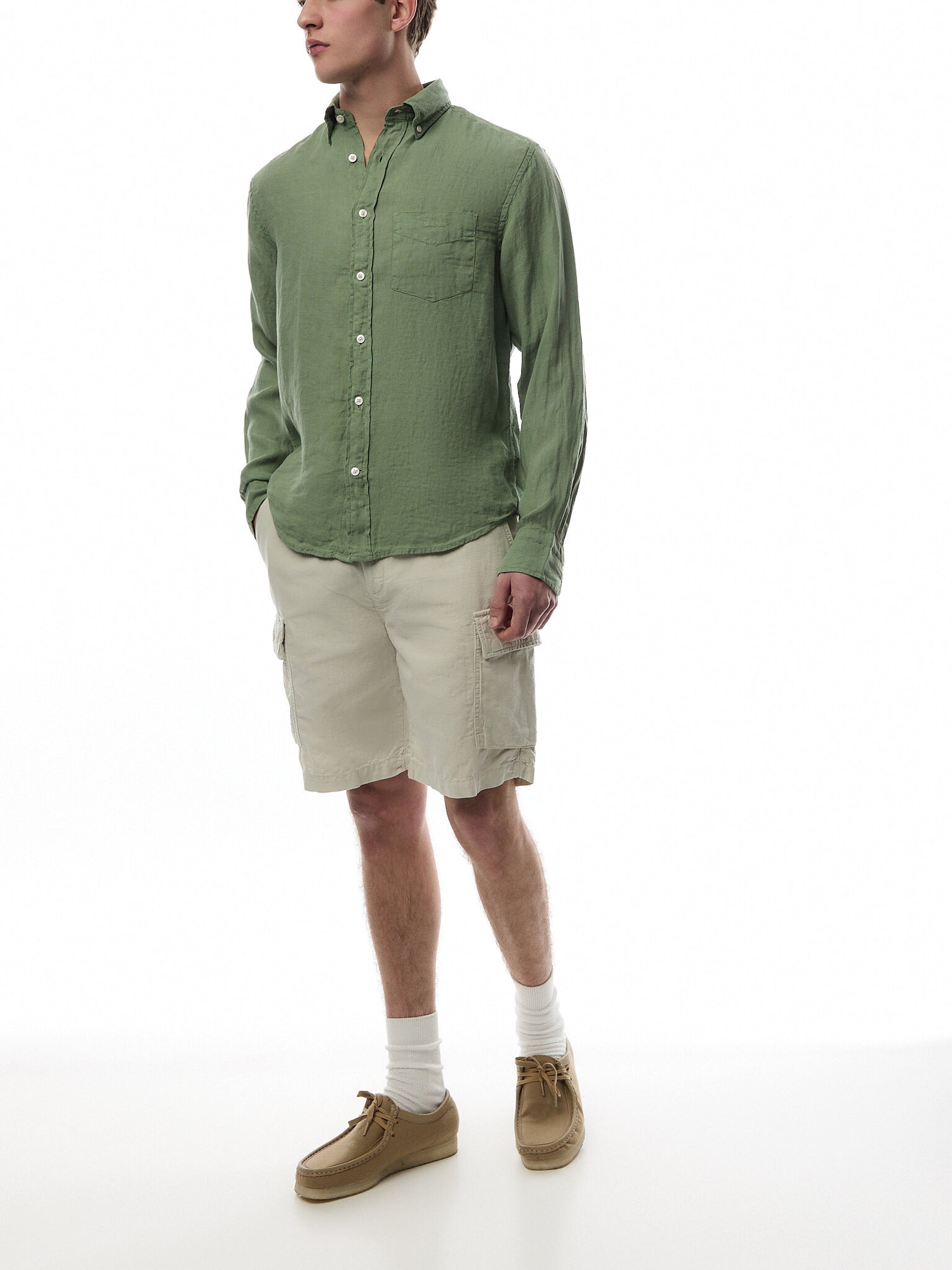 Regular Fit Garment-Dyed Linen Shirt