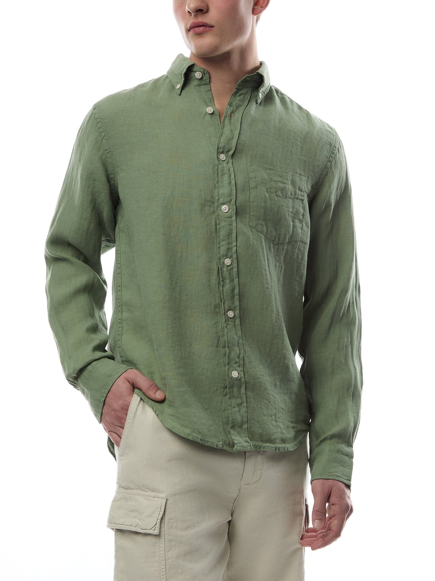 Regular Fit Garment-Dyed Linen Shirt