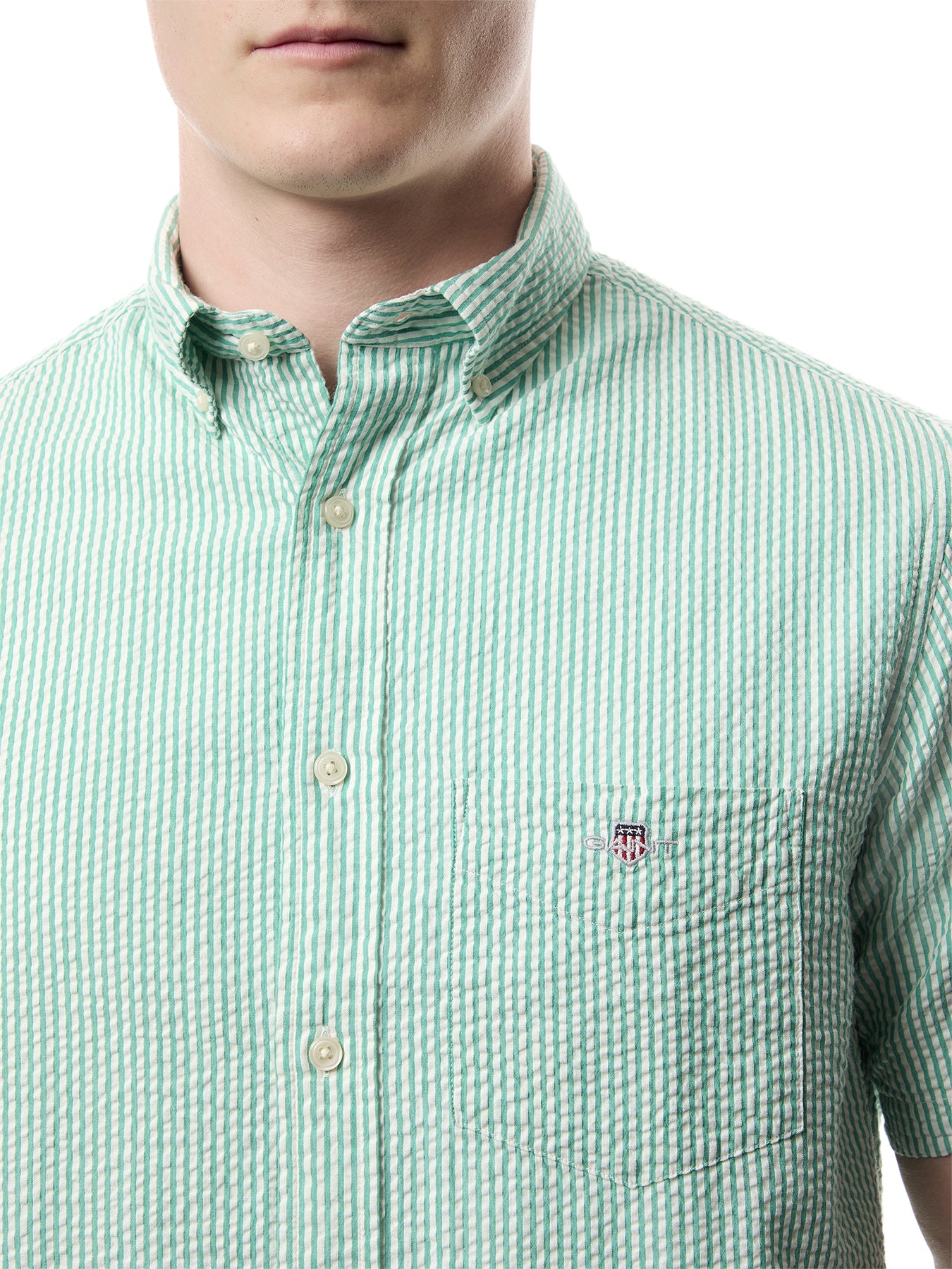 Regular Fit Striped Seersucker Short Sleeve Shirt