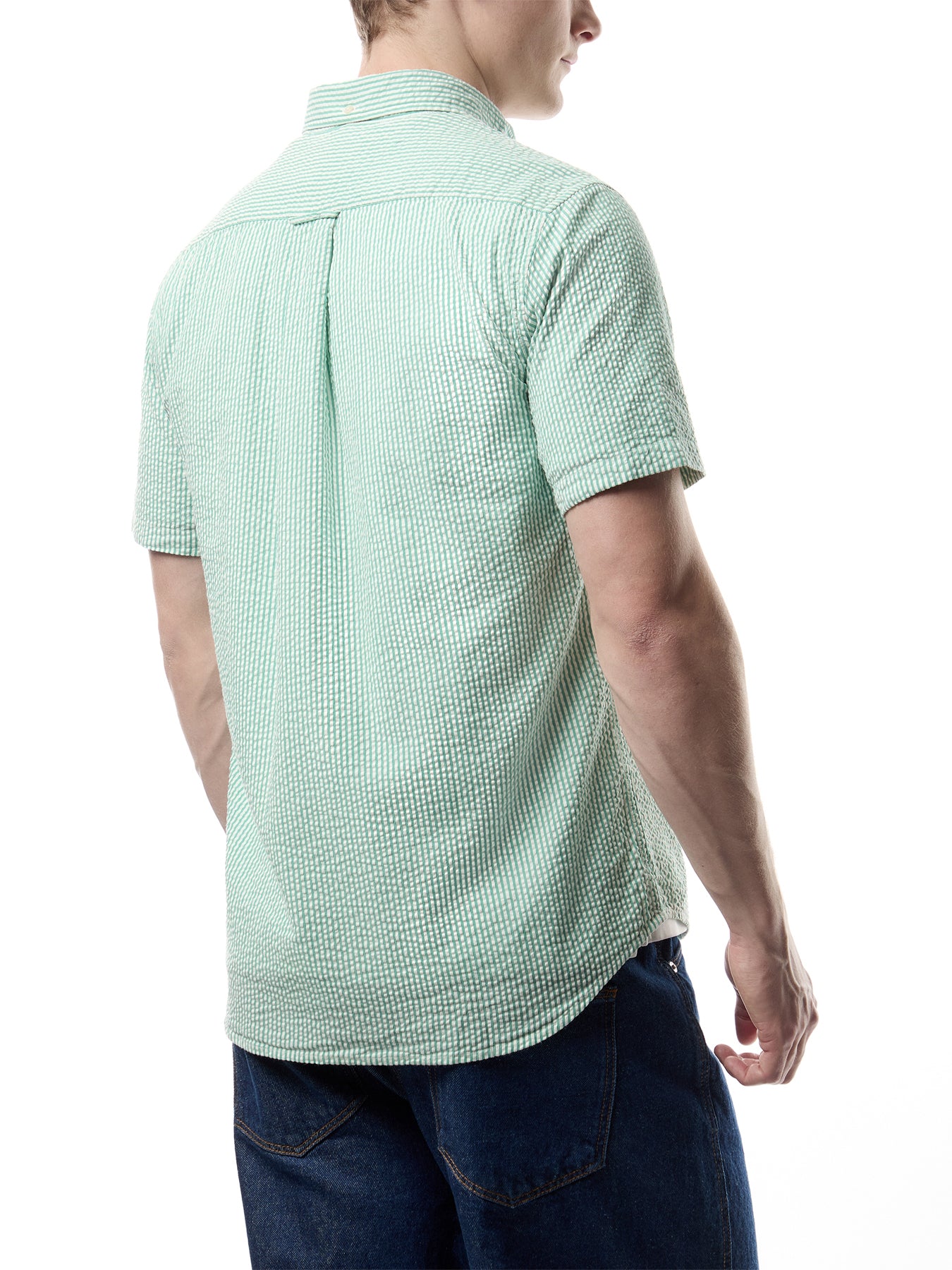 Regular Fit Striped Seersucker Short Sleeve Shirt