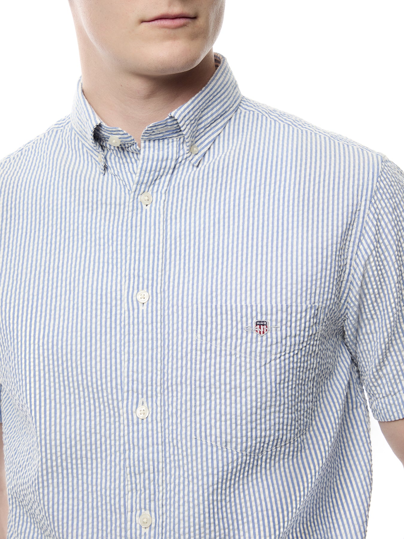 Regular Fit Striped Seersucker Short Sleeve Shirt