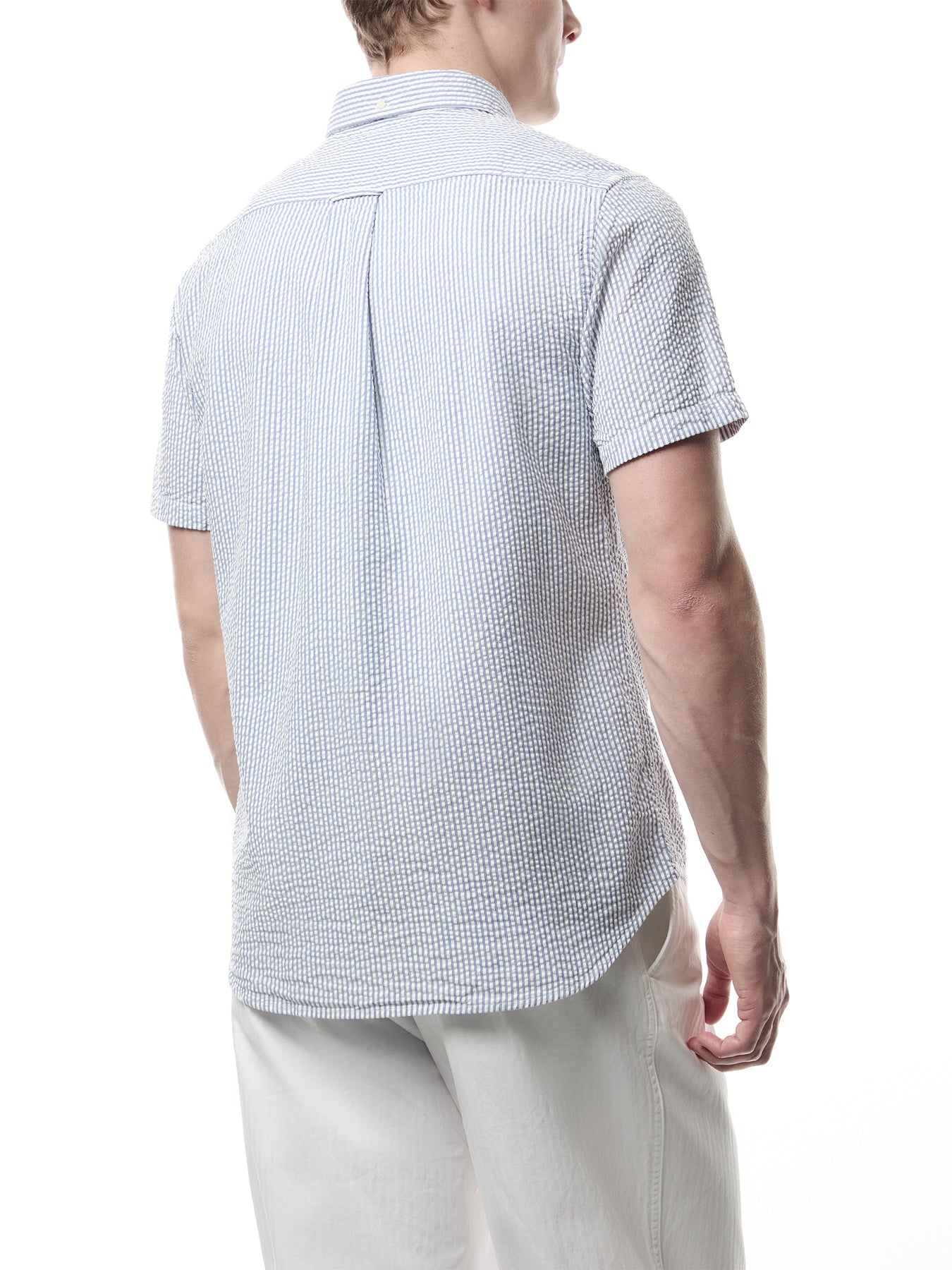 Regular Fit Striped Seersucker Short Sleeve Shirt