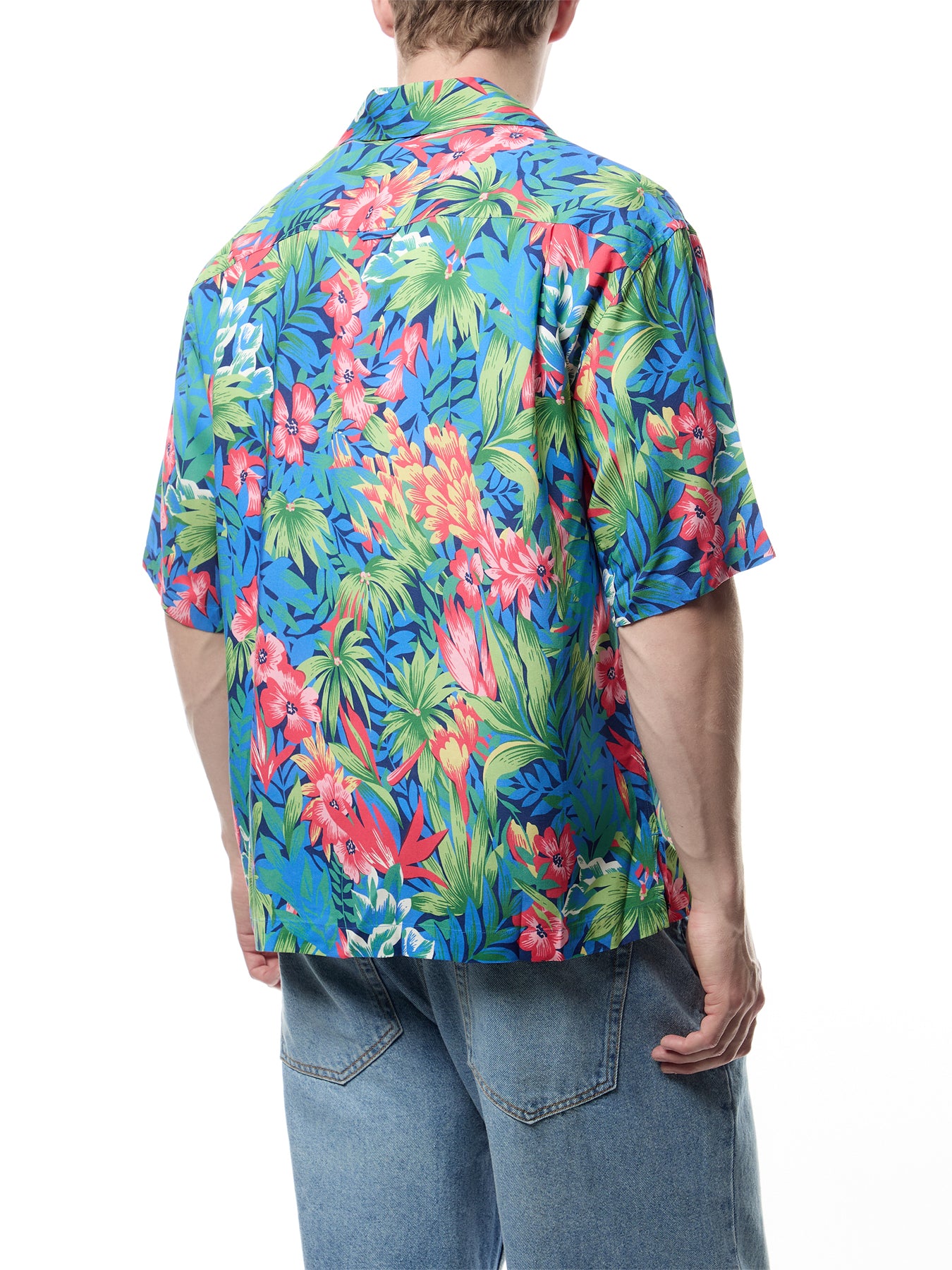 Relaxed Fit Tropical Print Short Sleeve Shirt