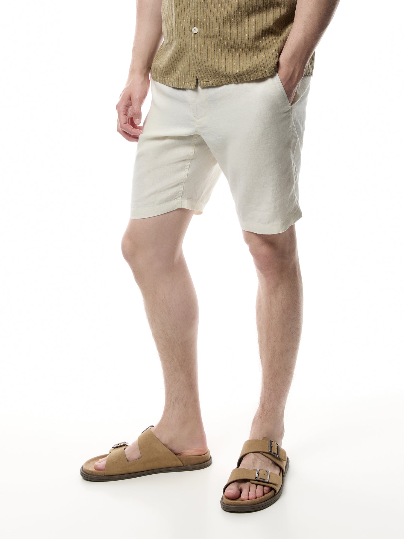 Relaxed Fit Linen Drawstring Shorts