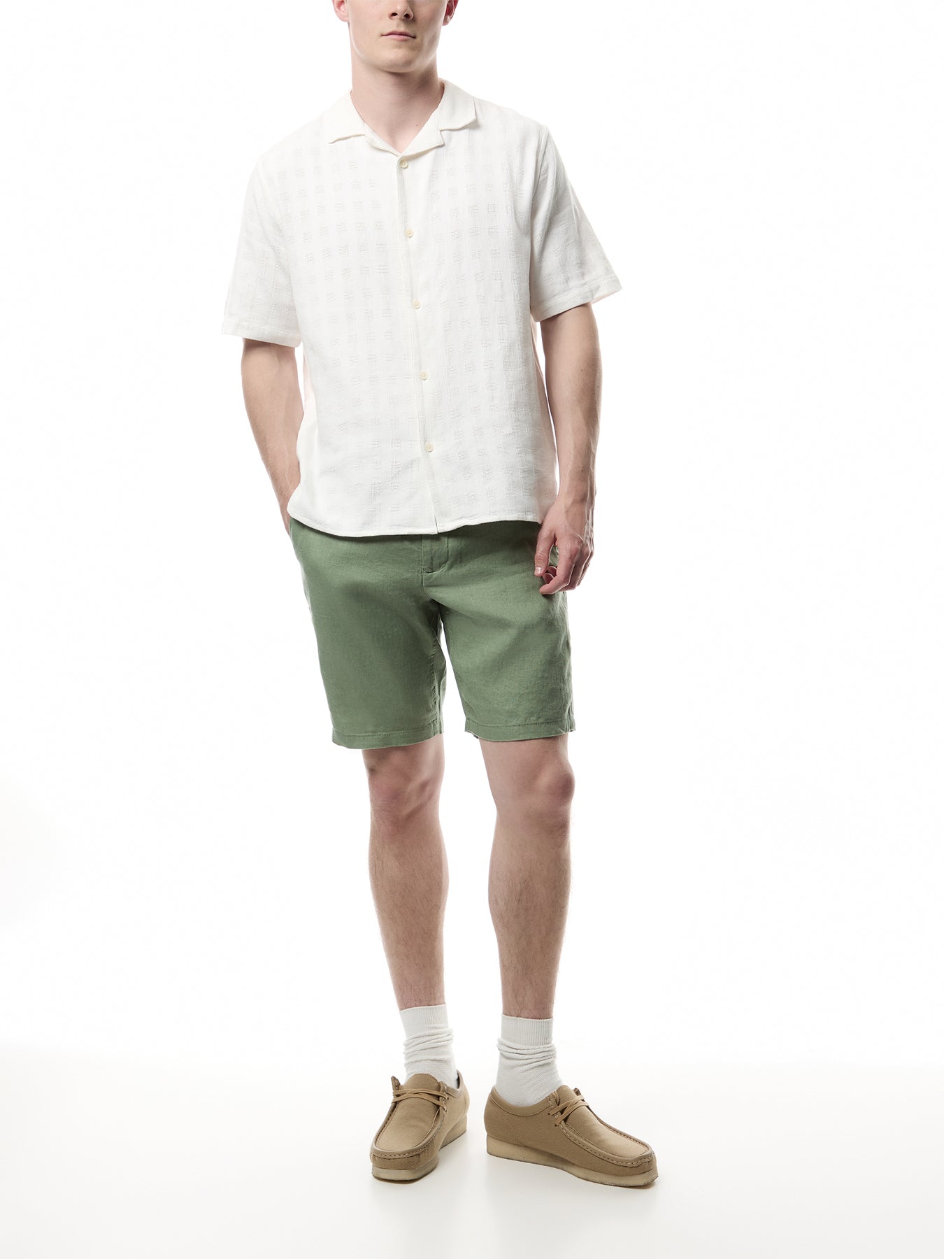 Relaxed Fit Linen Drawstring Shorts