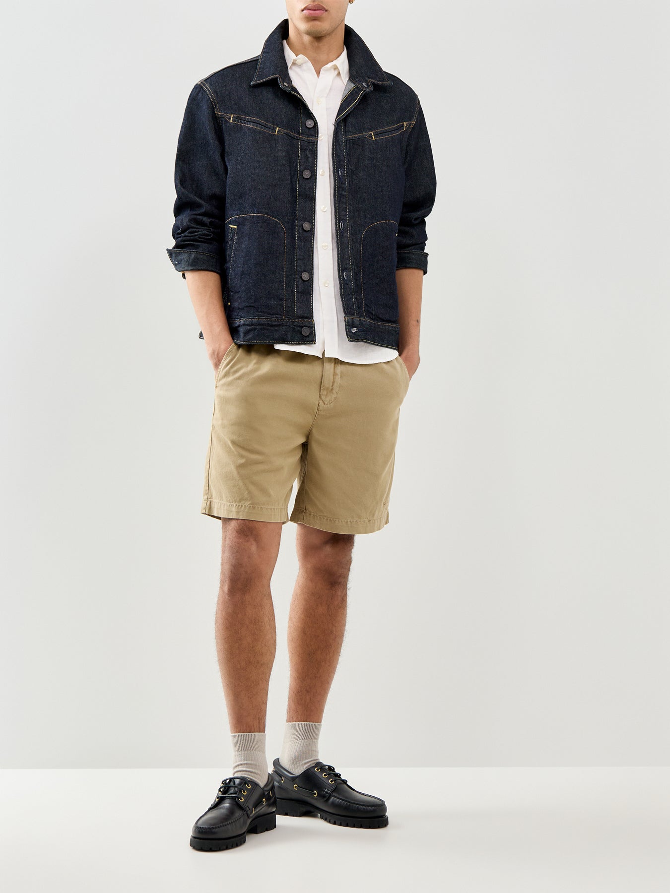 Washed Oxford Relaxed Shorts Washed Stone