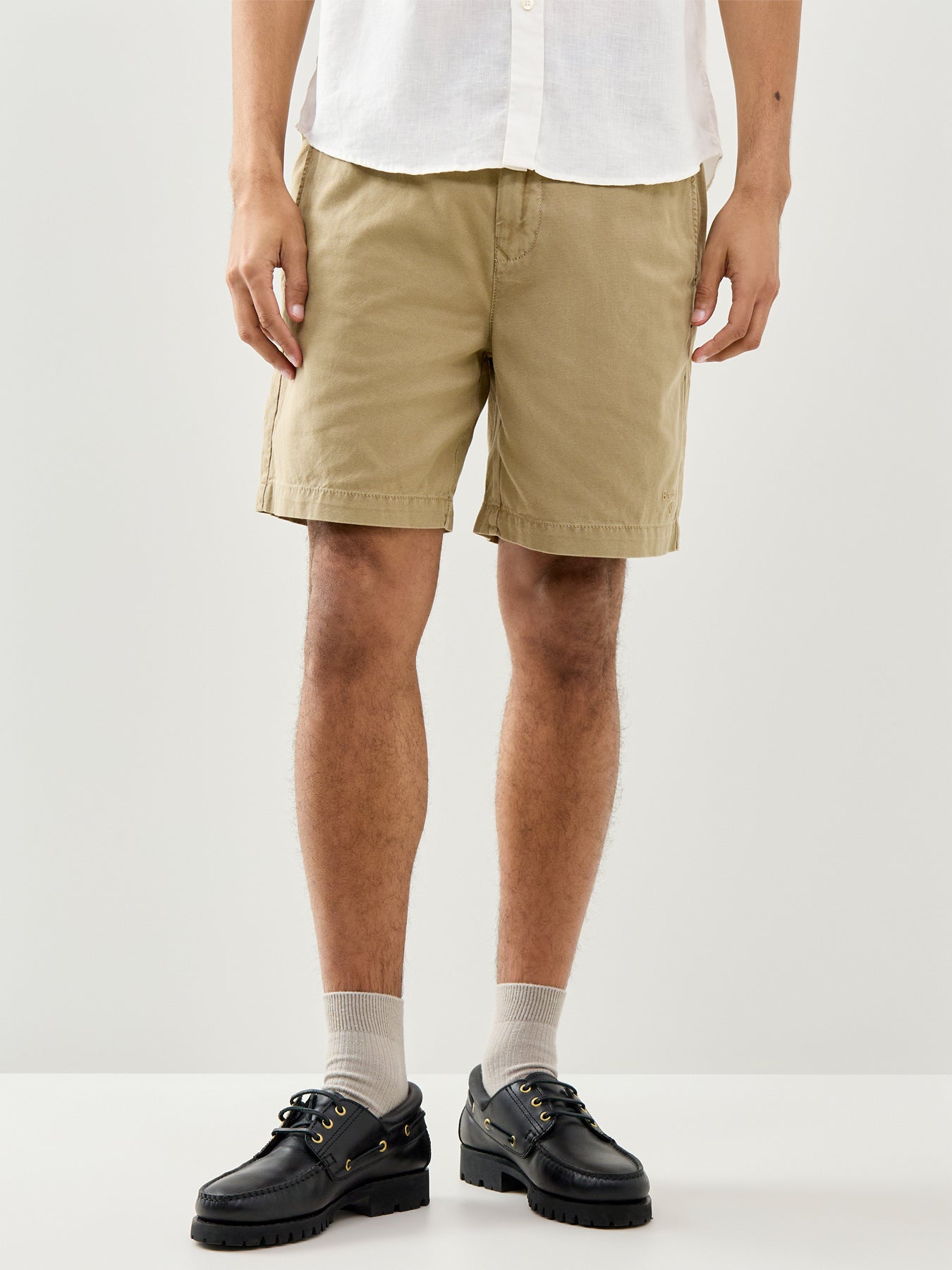 Washed Oxford Relaxed Shorts Washed Stone