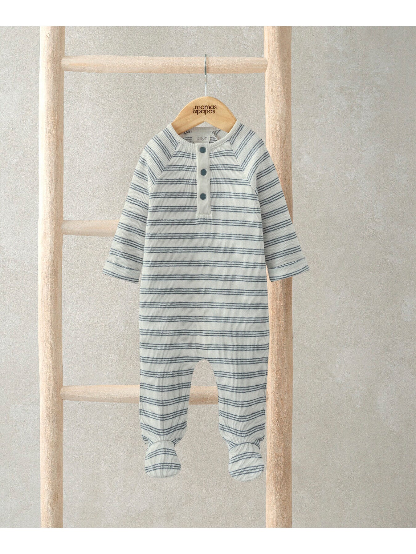 Ribbed Stripe All In One Blue