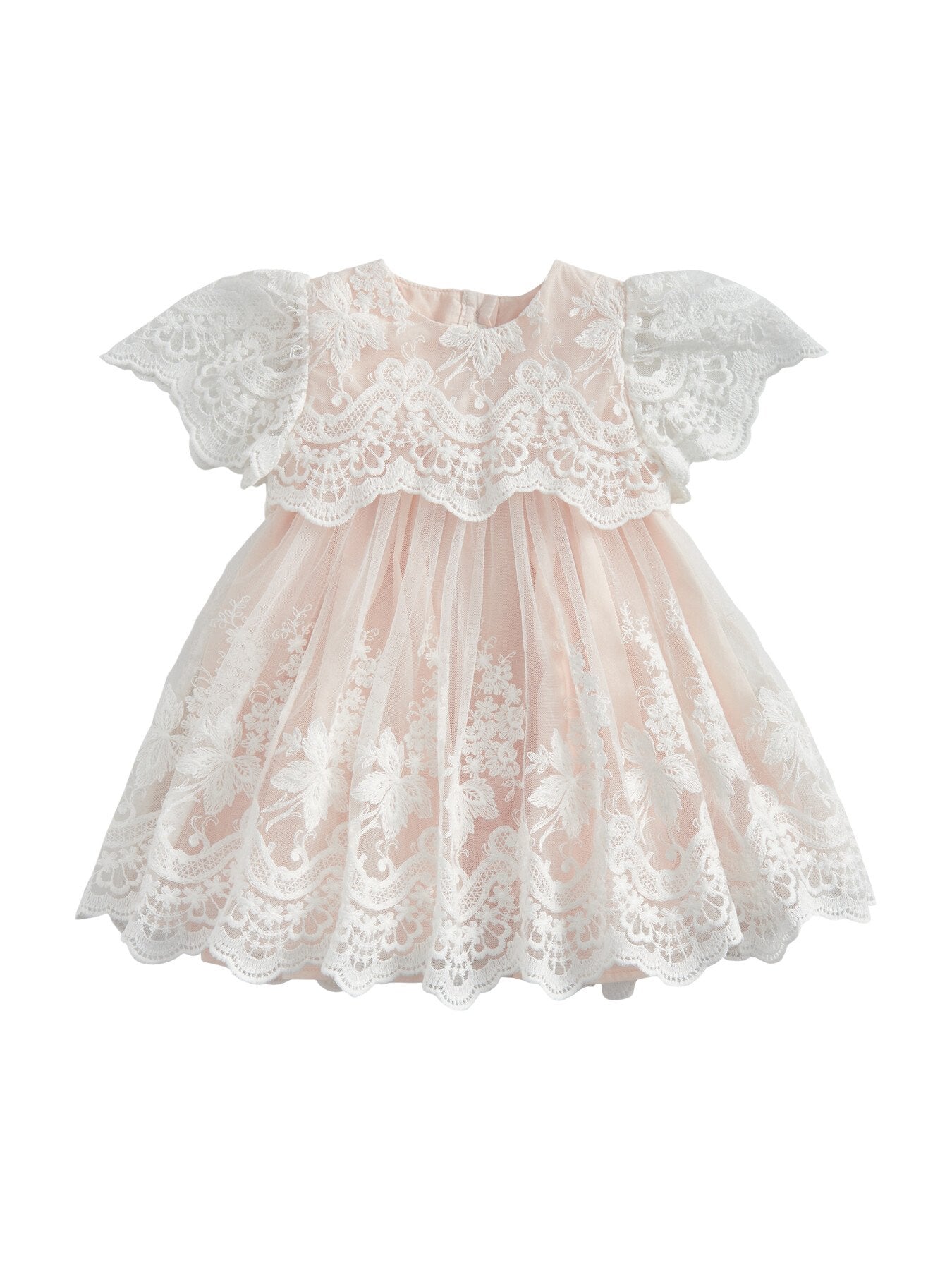 Lace Frill Sleeve Dress Pink