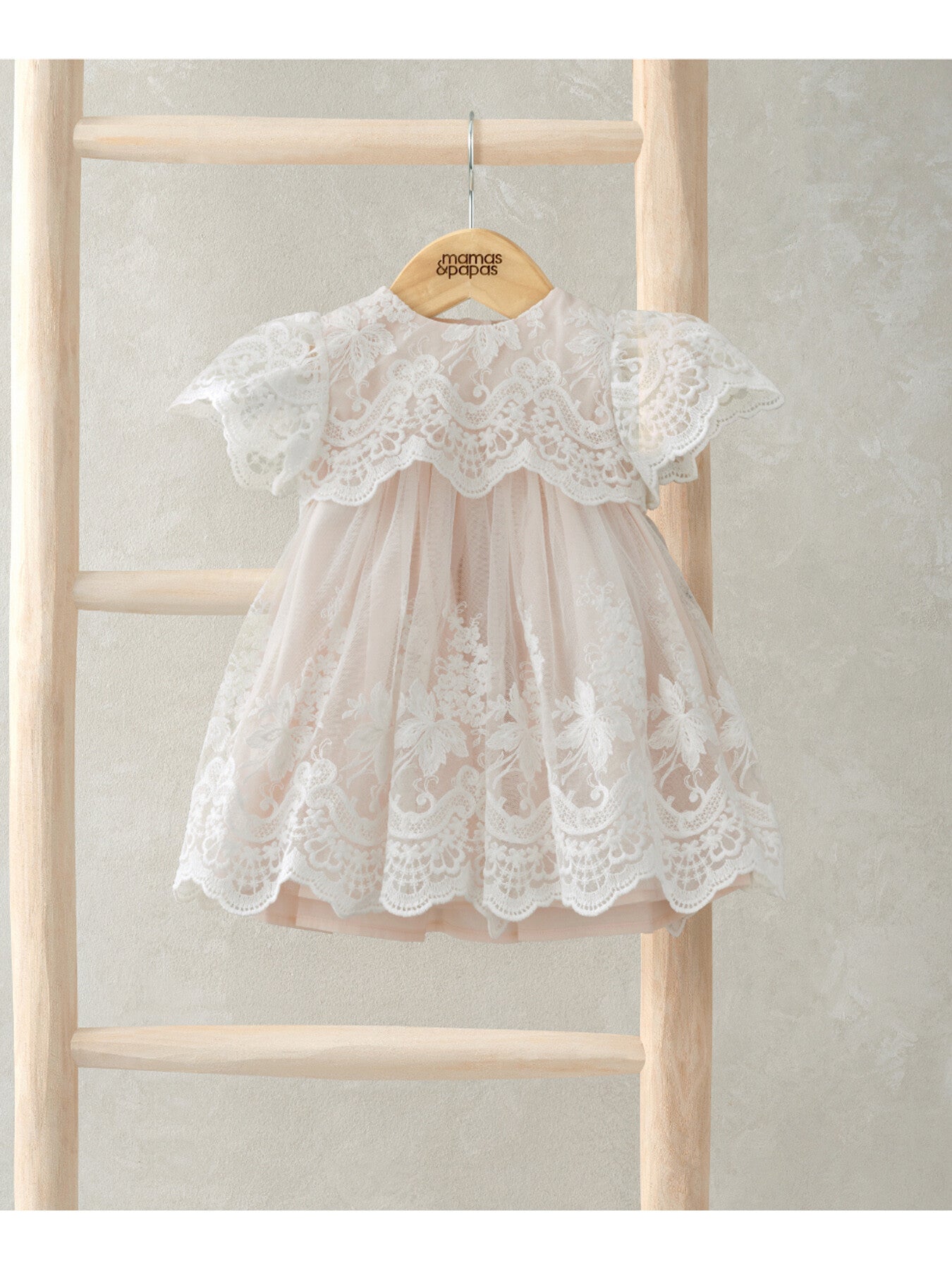 Lace Frill Sleeve Dress Pink