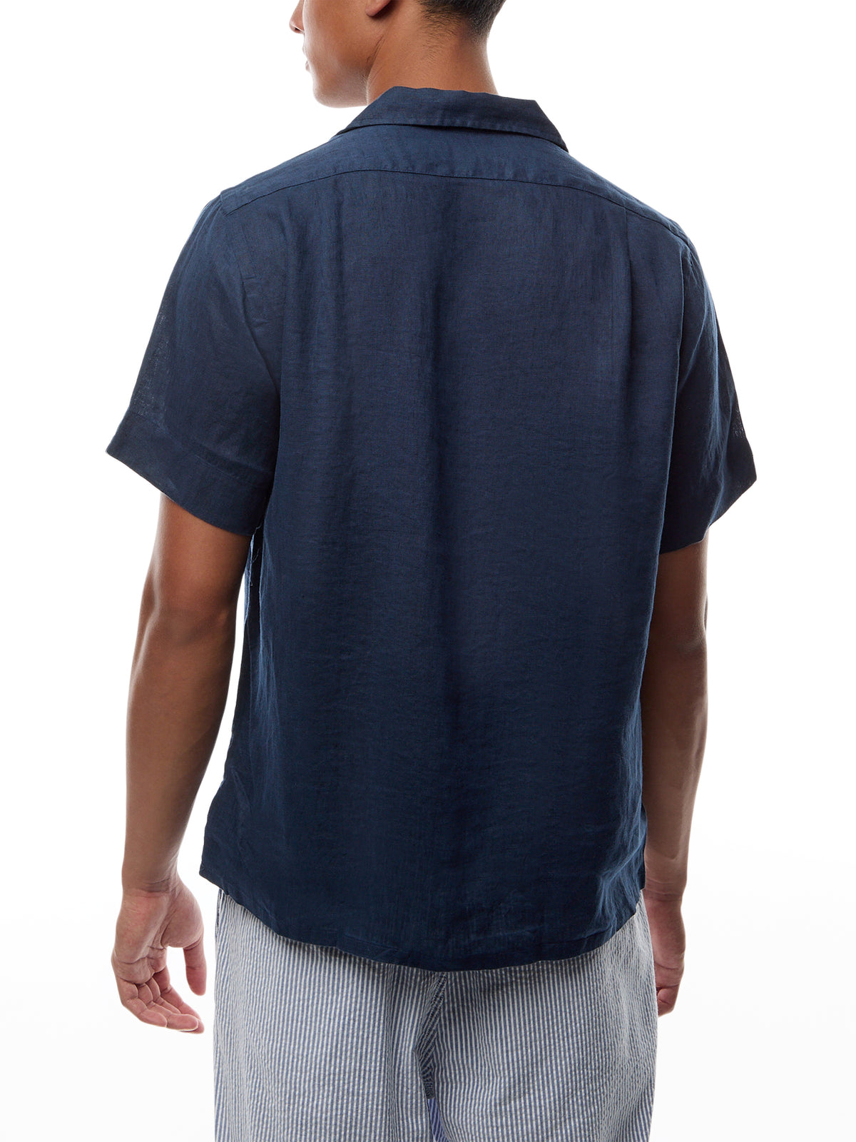 Linen Open Collar Short Sleeve Shirt
