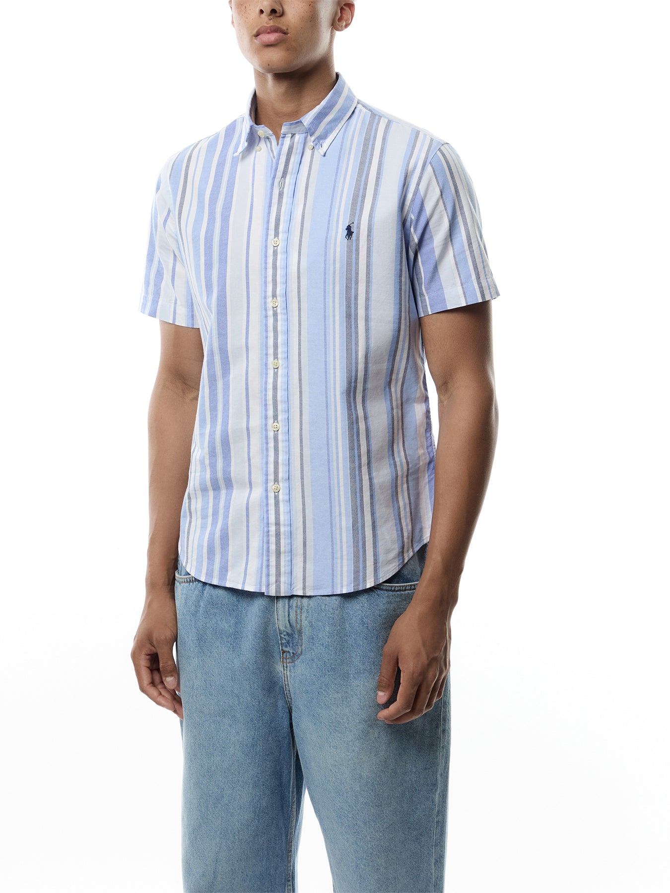 Multi Stripe Short Sleeve Oxford Shirt