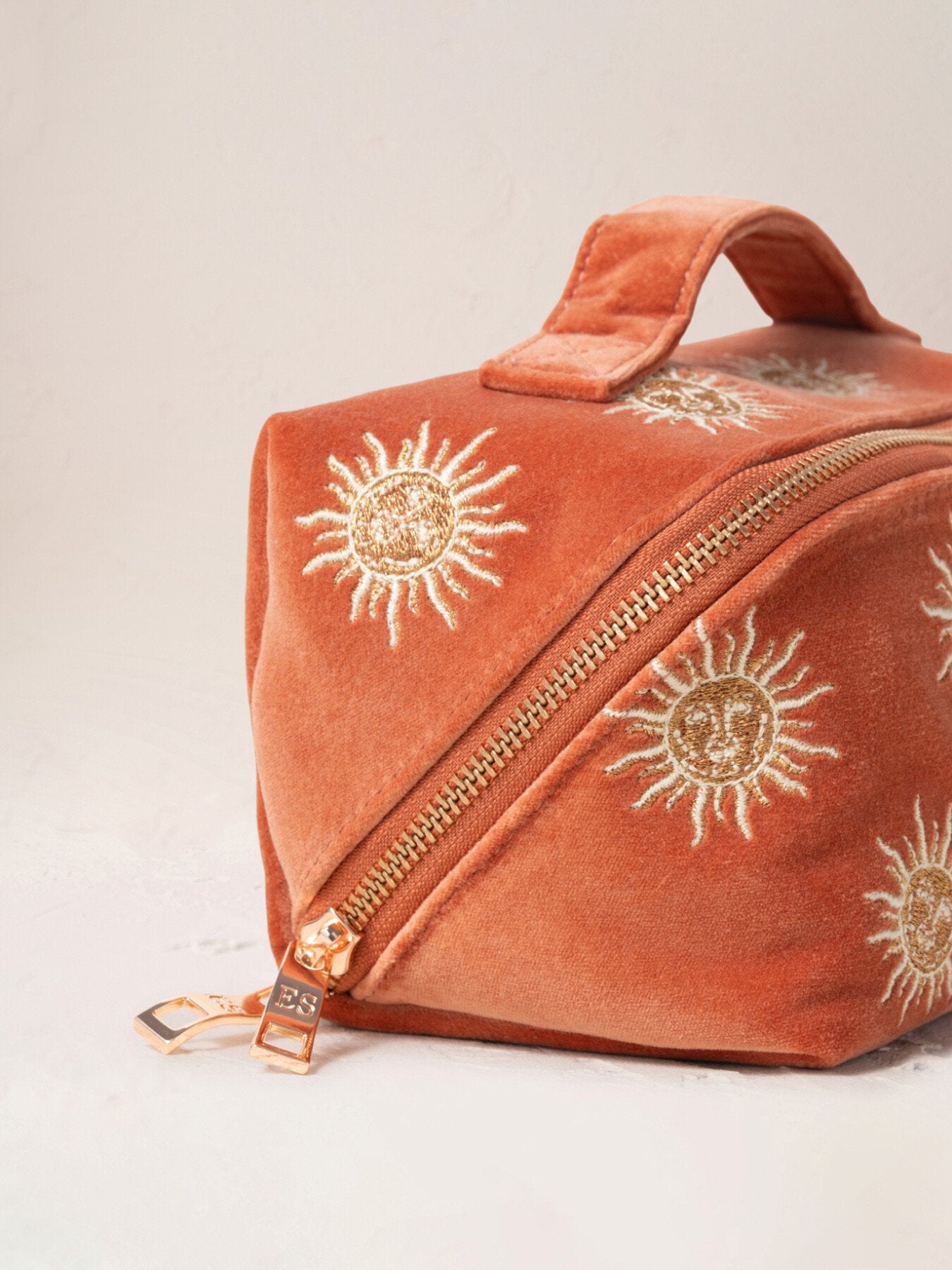 Sun Goddess Rust Velvet Open Flat Makeup Bag
