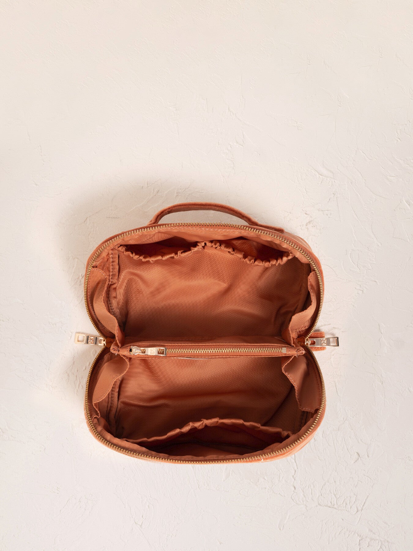 Sun Goddess Rust Velvet Open Flat Makeup Bag