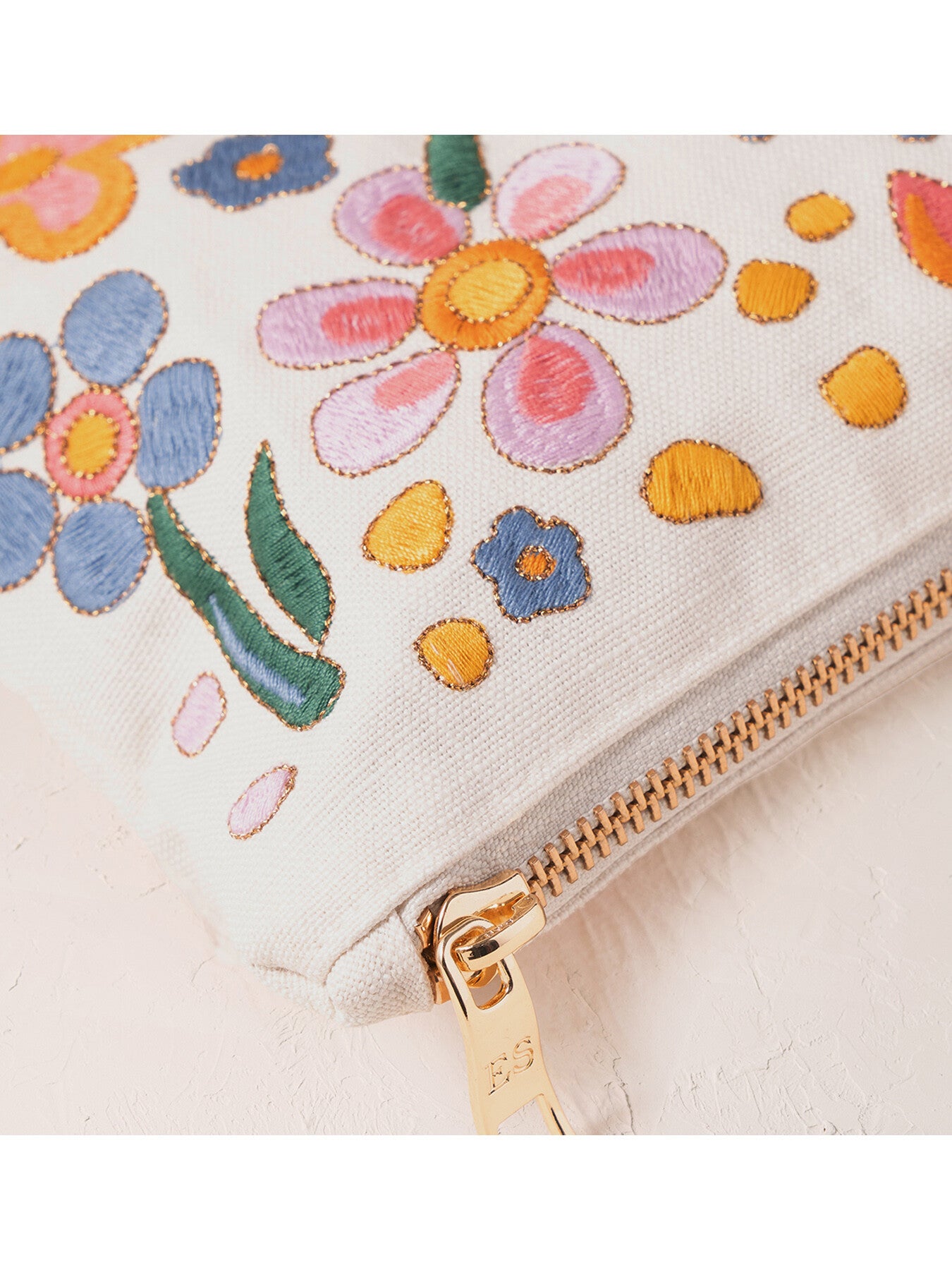 Flower Power Cream Cotton Everyday Pouch