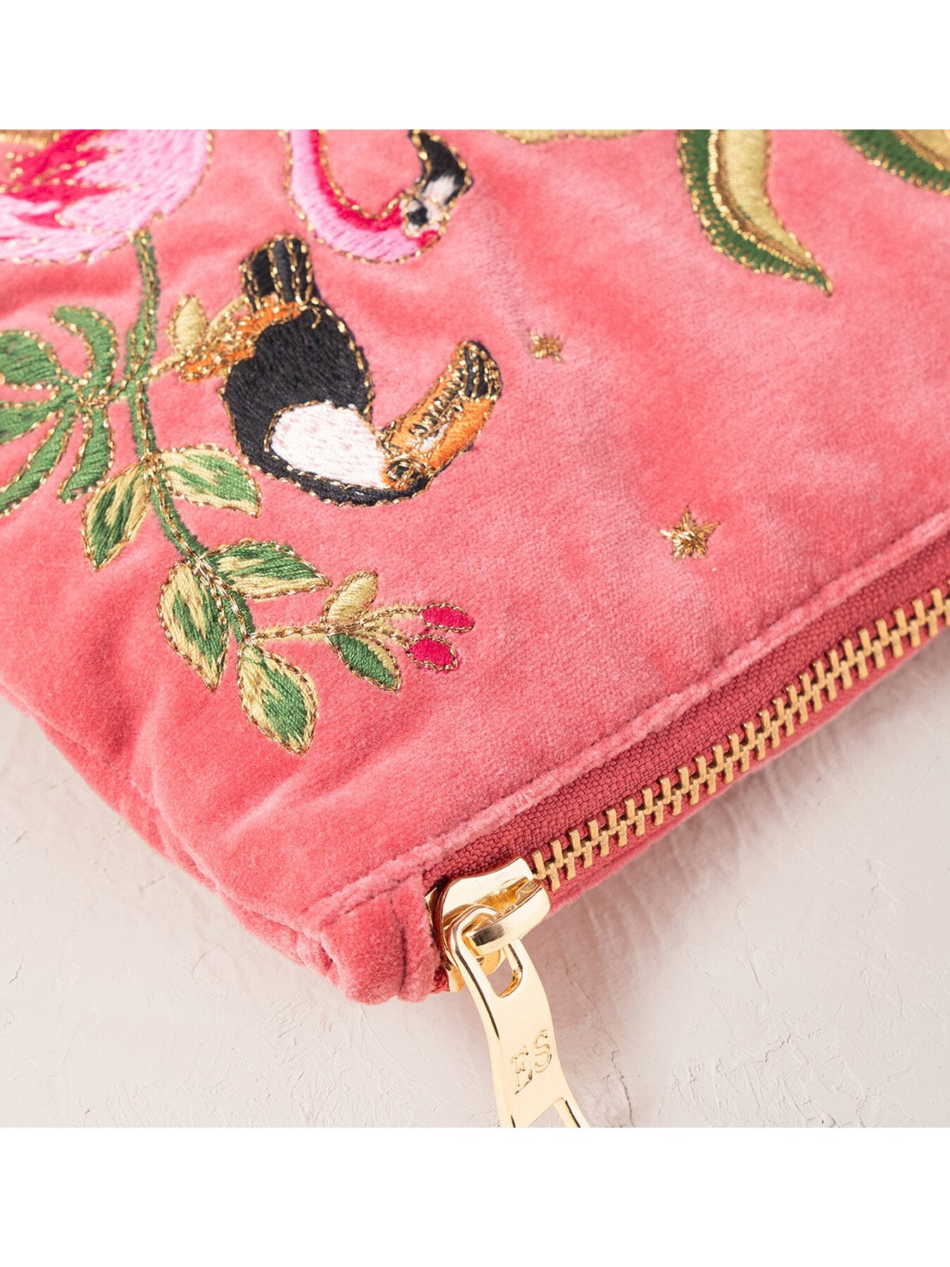 Zebra Wild Palm Blush Pink Velvet Everyday Pouch