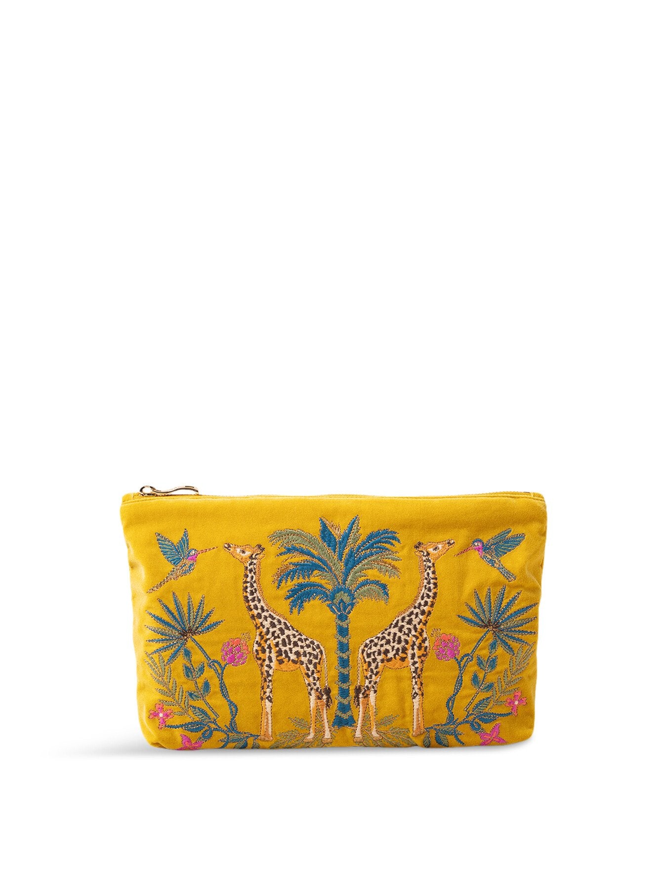Wild Giraffe Mustard Velvet Everyday Pouch
