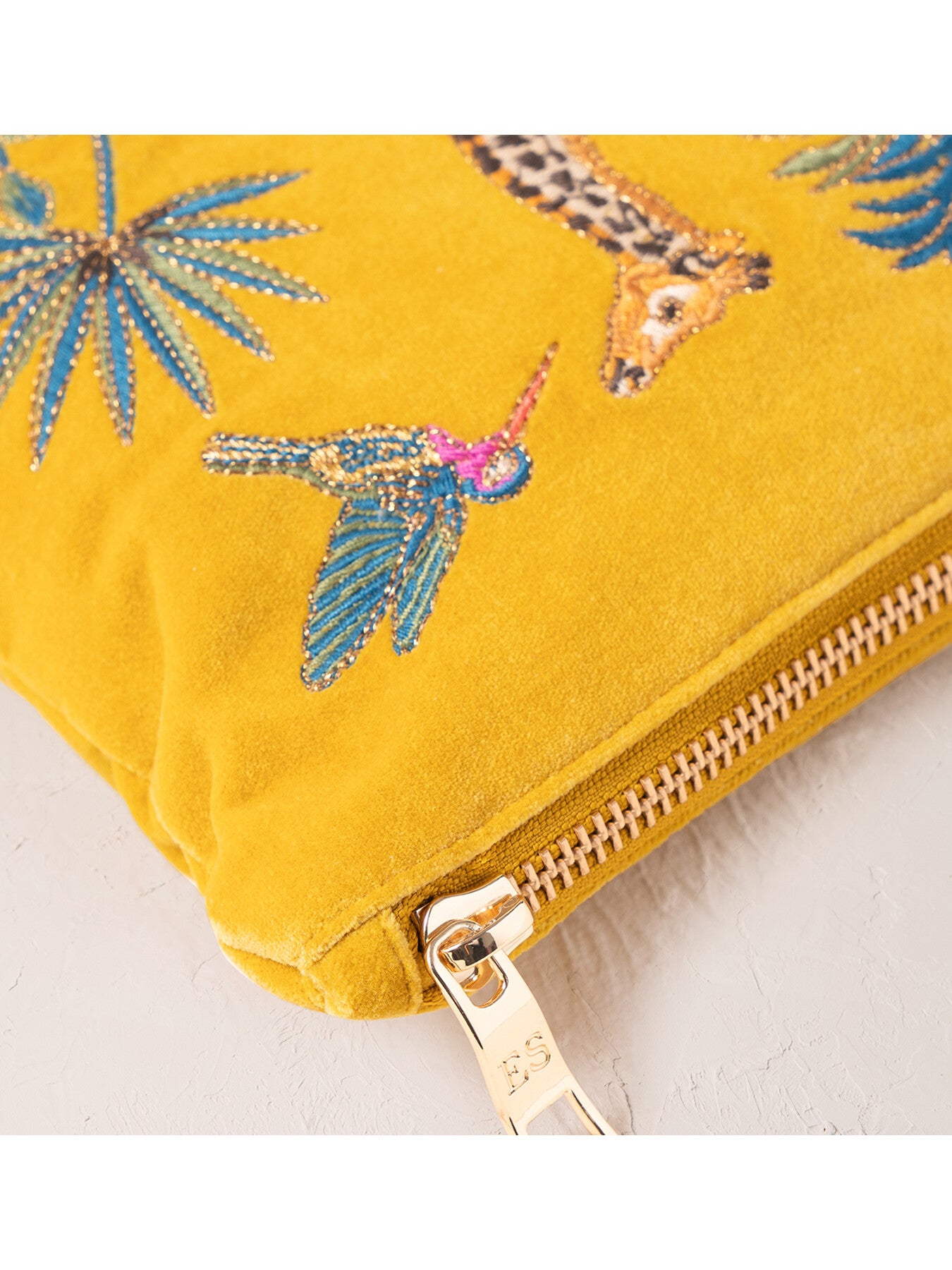 Wild Giraffe Mustard Velvet Everyday Pouch