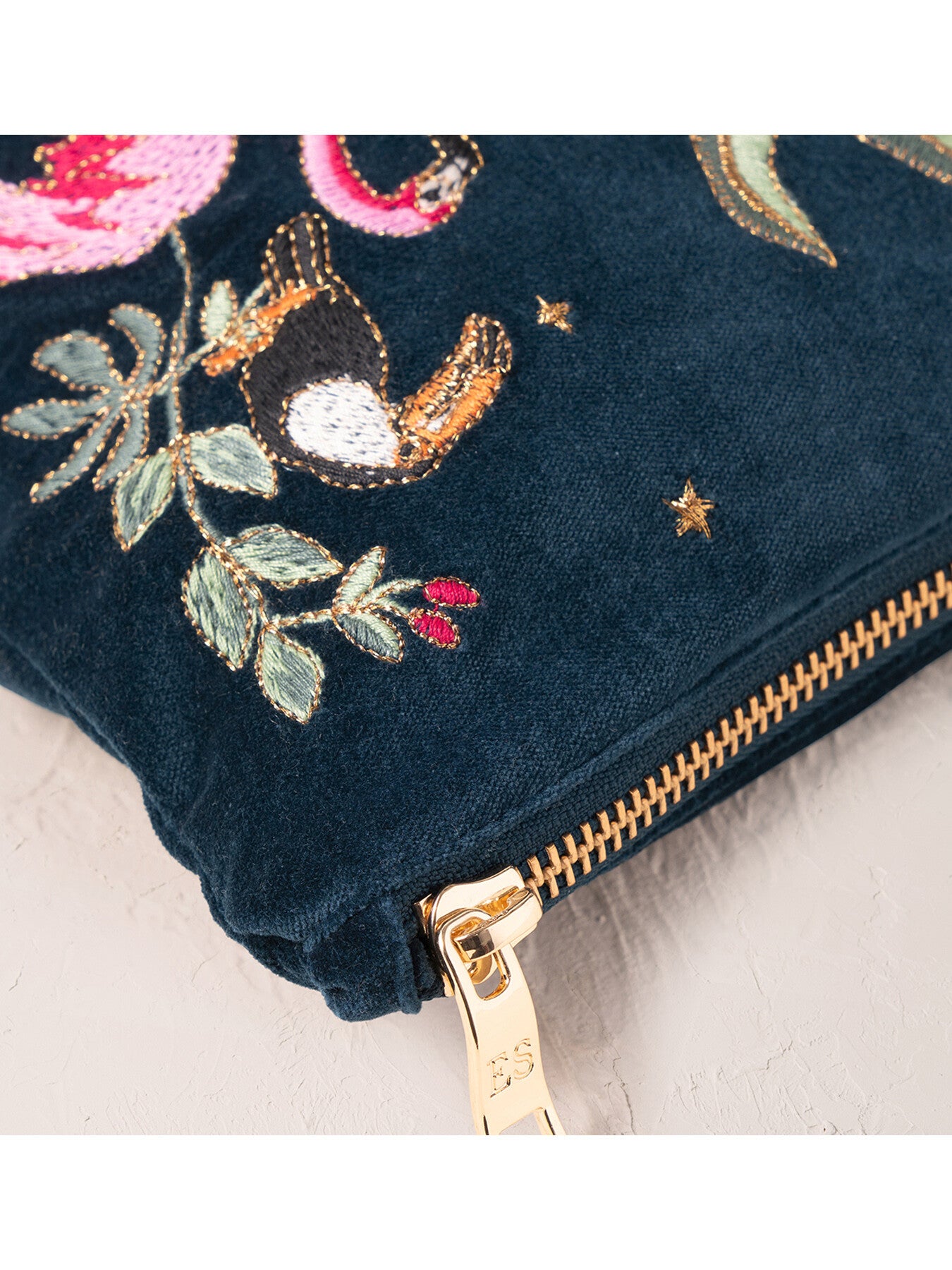 Zebra Wild Palm Velvet Everyday Pouch Navy