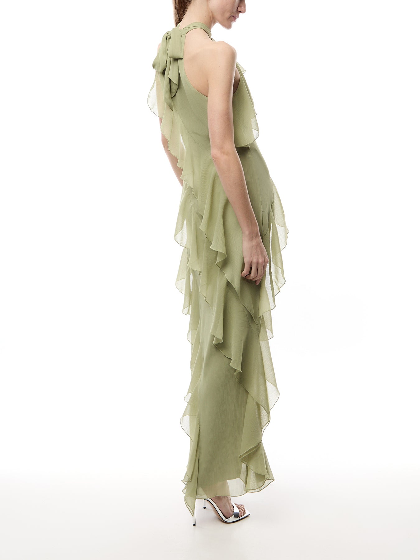 Aria Halterneck Ruffle Maxi Dress