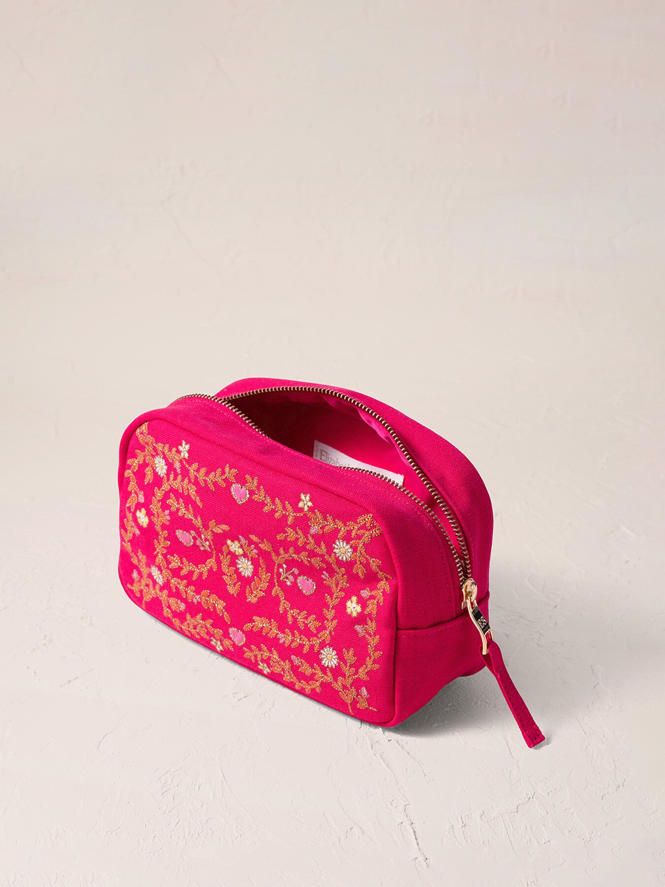 Mediterranean Garden Pink Cotton Makeup Bag