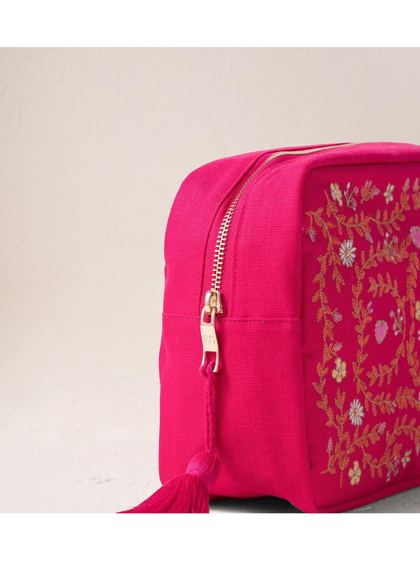 Mediterranean Garden Pink Cotton Wash Bag