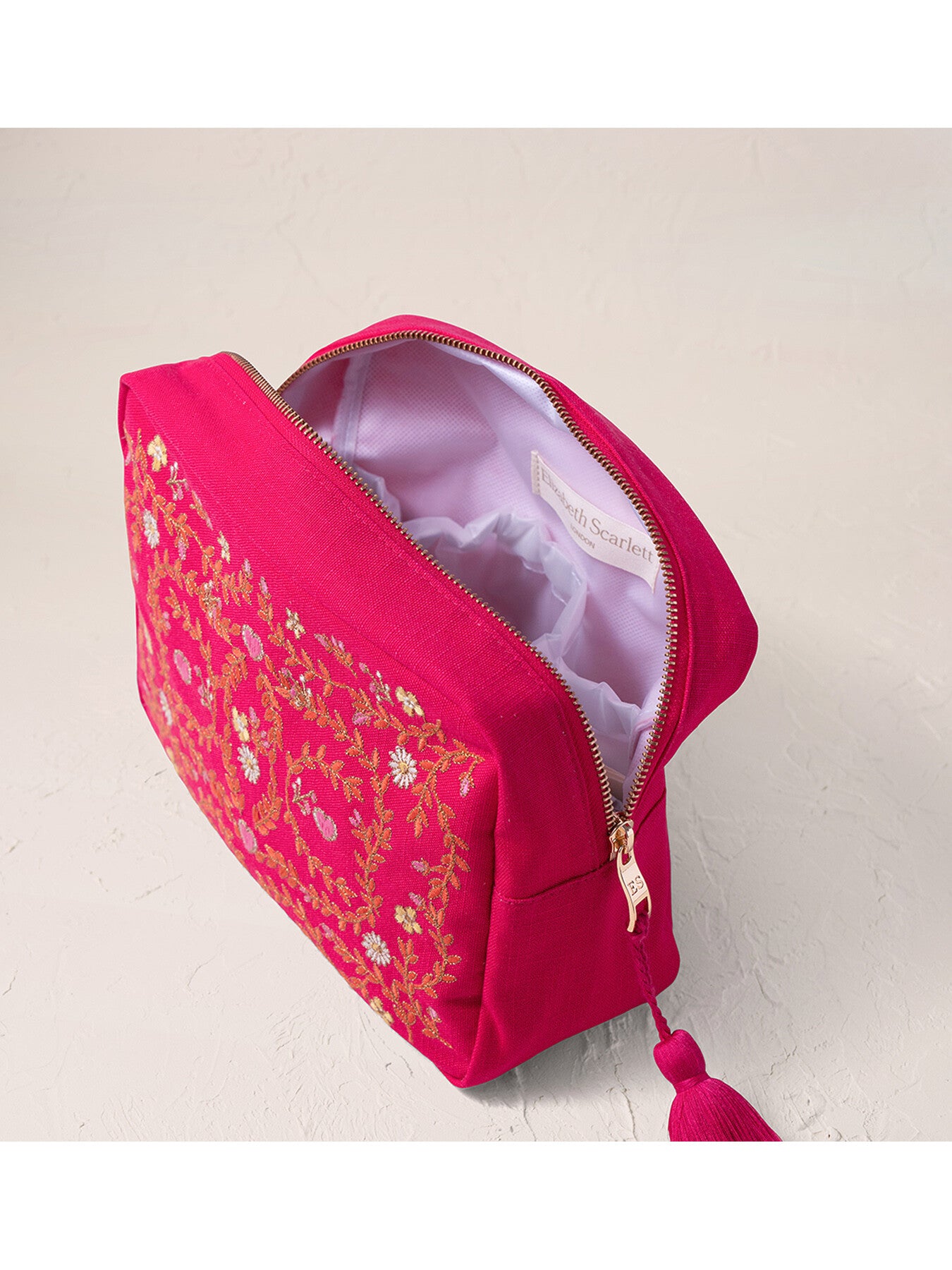 Mediterranean Garden Pink Cotton Wash Bag