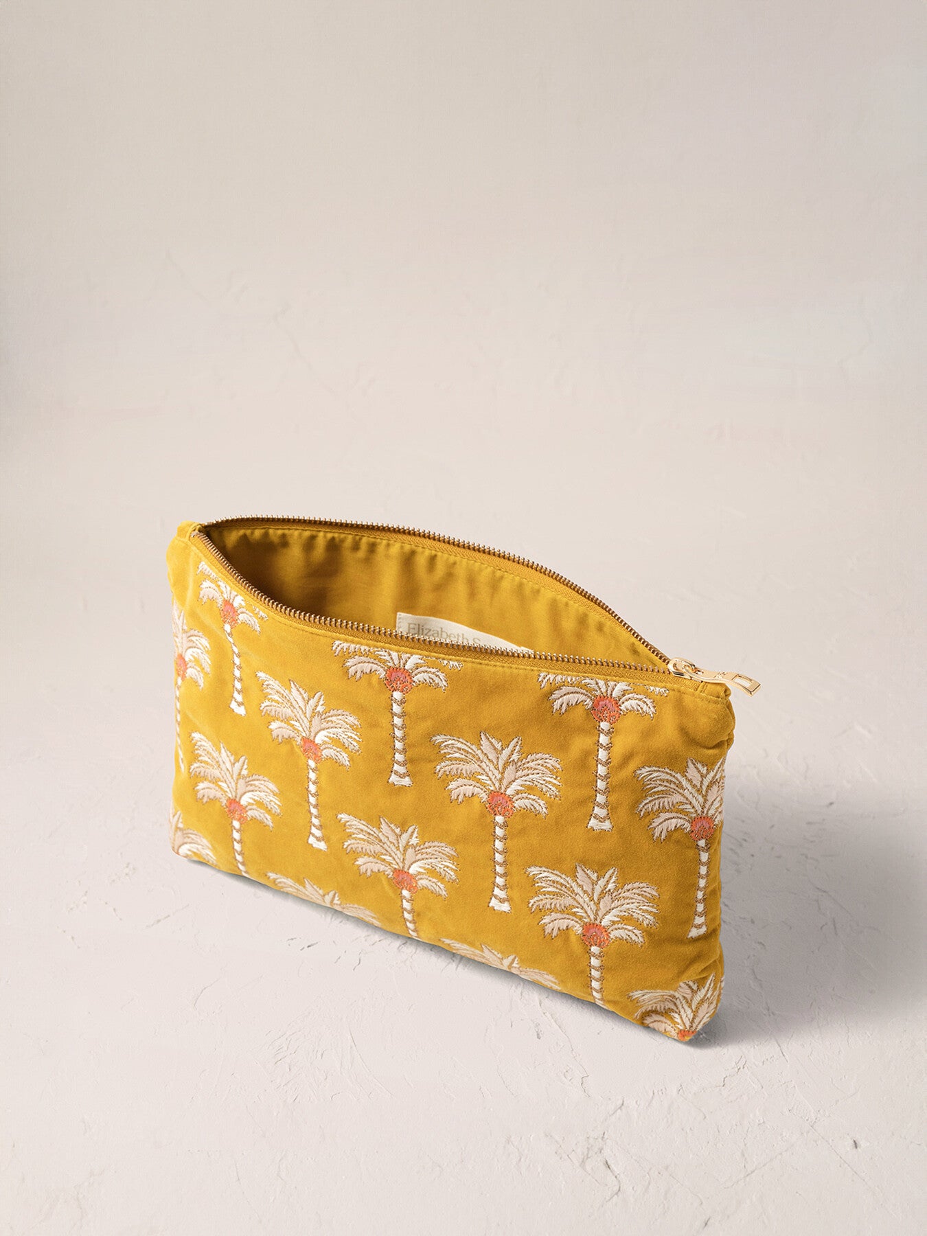 Sunrise Palms Mustard Velvet Everyday Pouch