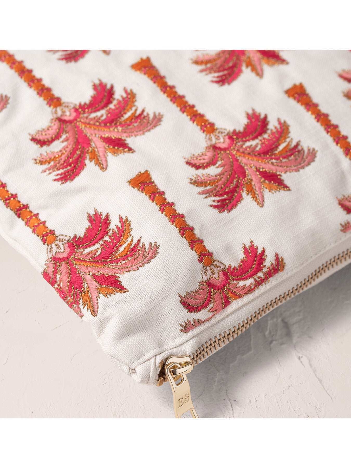 Sunrise Palms Cream Cotton Everyday Pouch