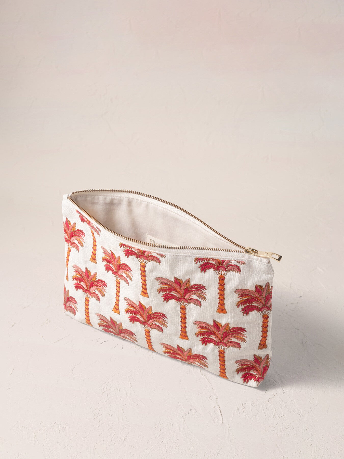 Sunrise Palms Cream Cotton Everyday Pouch