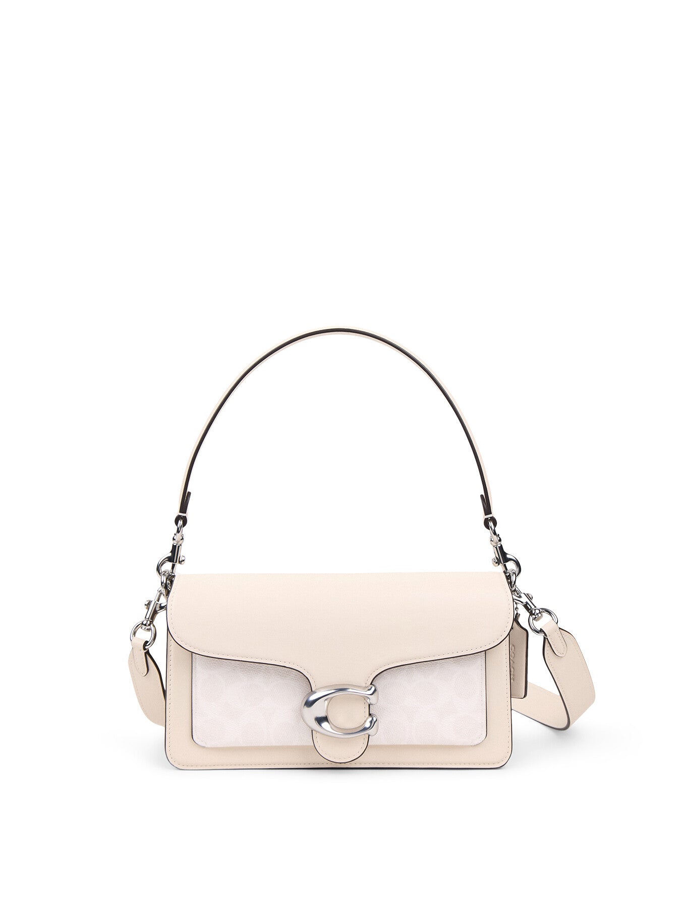Tabby Shoulder Bag 26 Coated Canvas Signature White Chalk