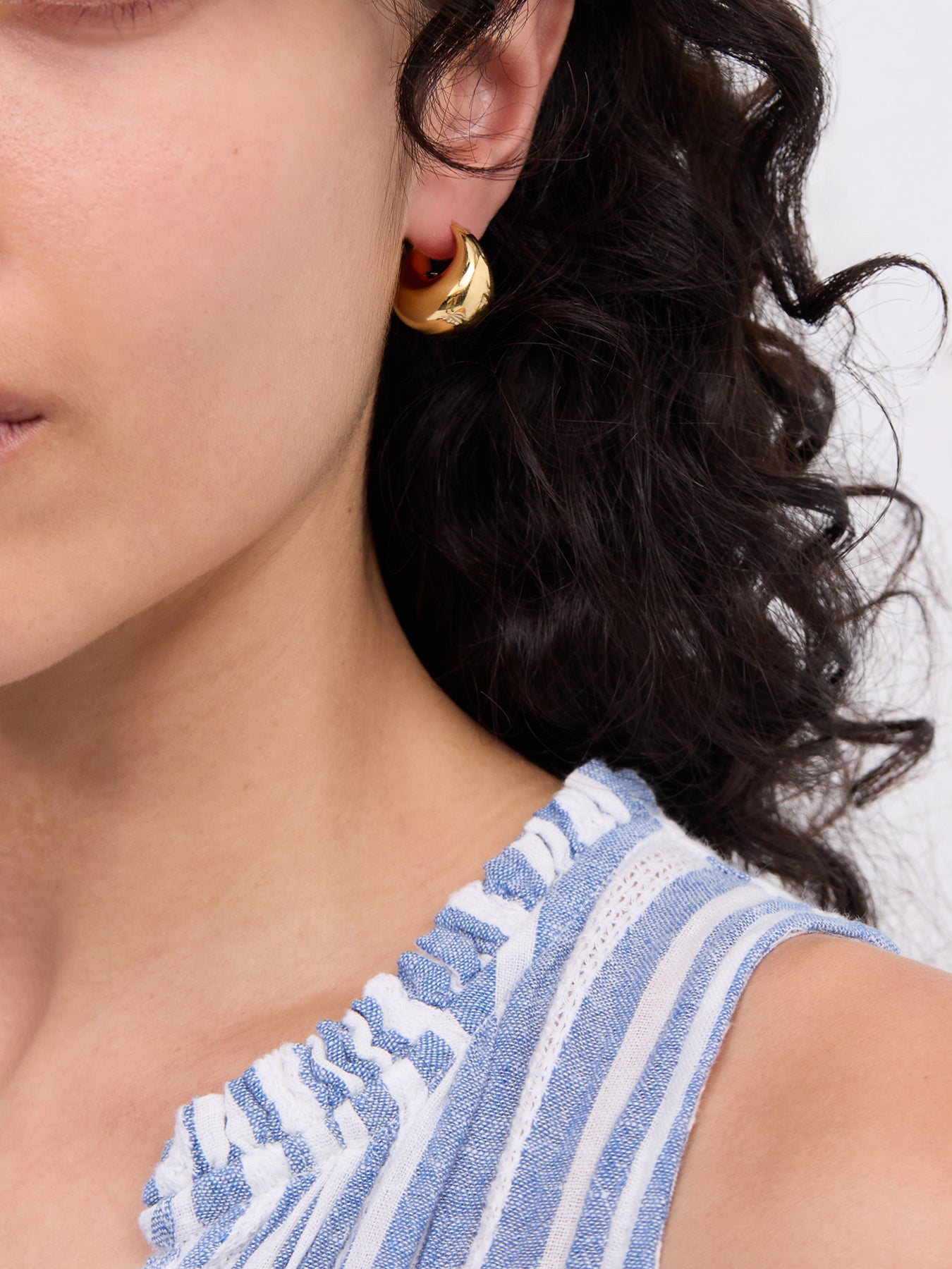 Sculptural Chubby Dome Small Hoop Earrings Gold
